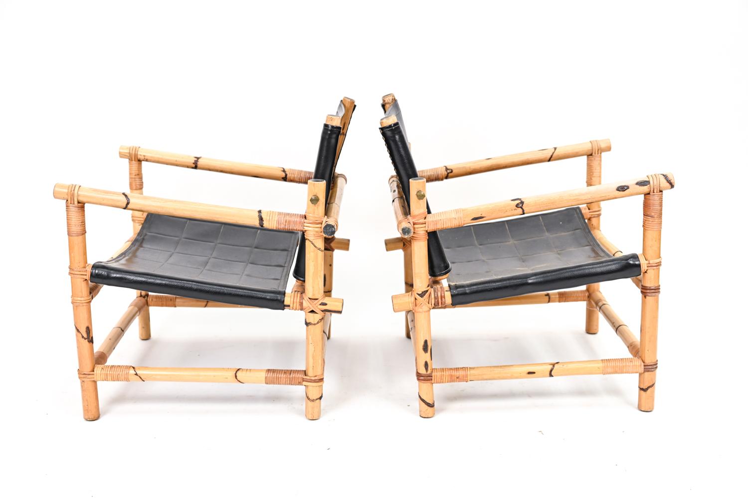 Pair of Danish Mid-Century Bamboo Safari Lounge Chairs For Sale 4