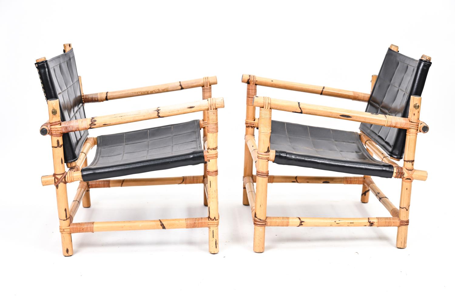 Pair of Danish Mid-Century Bamboo Safari Lounge Chairs For Sale 6