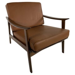 Pair of Danish Mid-Century Brown Leather Armchairs