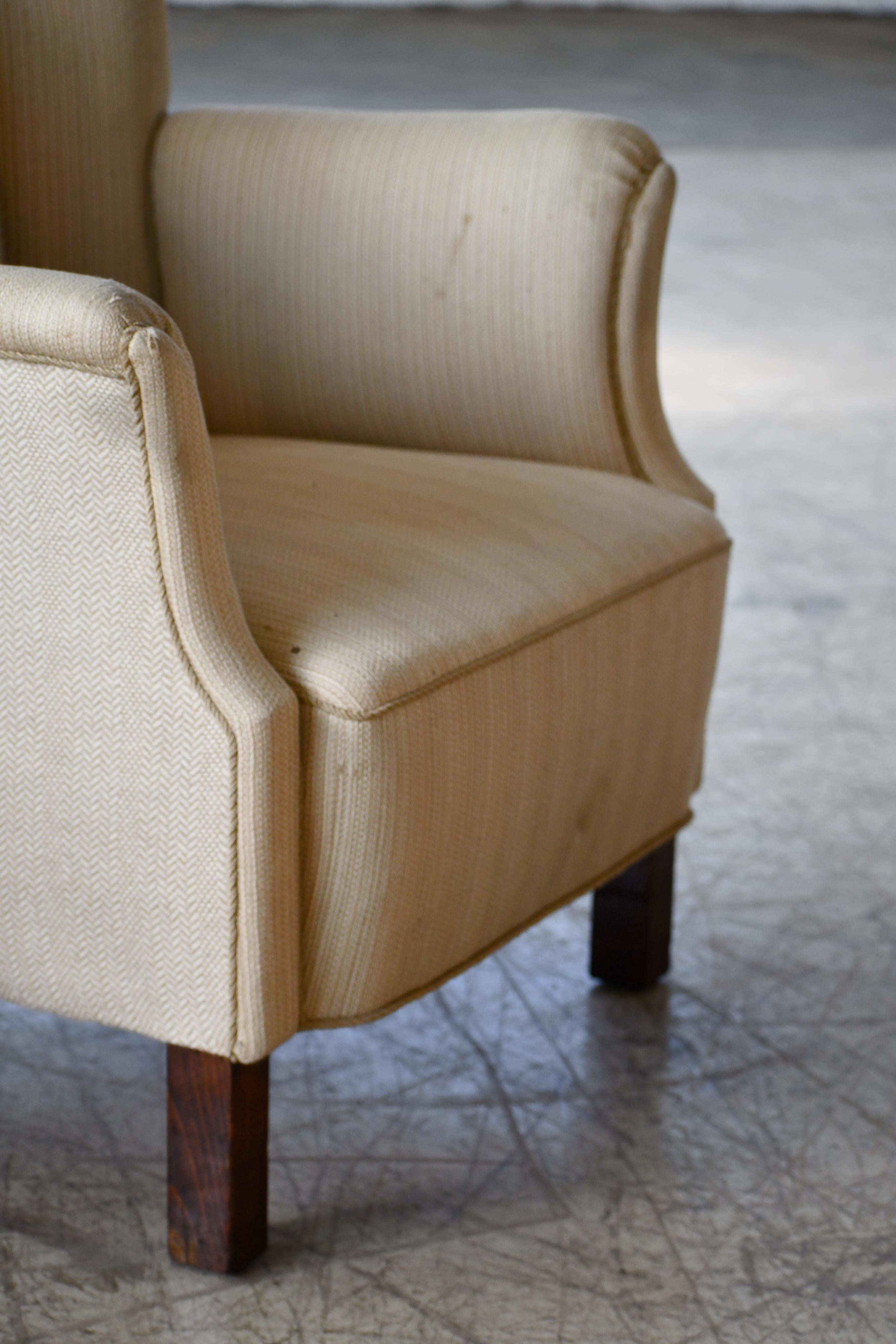 Wool Pair of Danish Mid-Century Fritz Hansen Style Lounge Chairs, ca. 1940-50