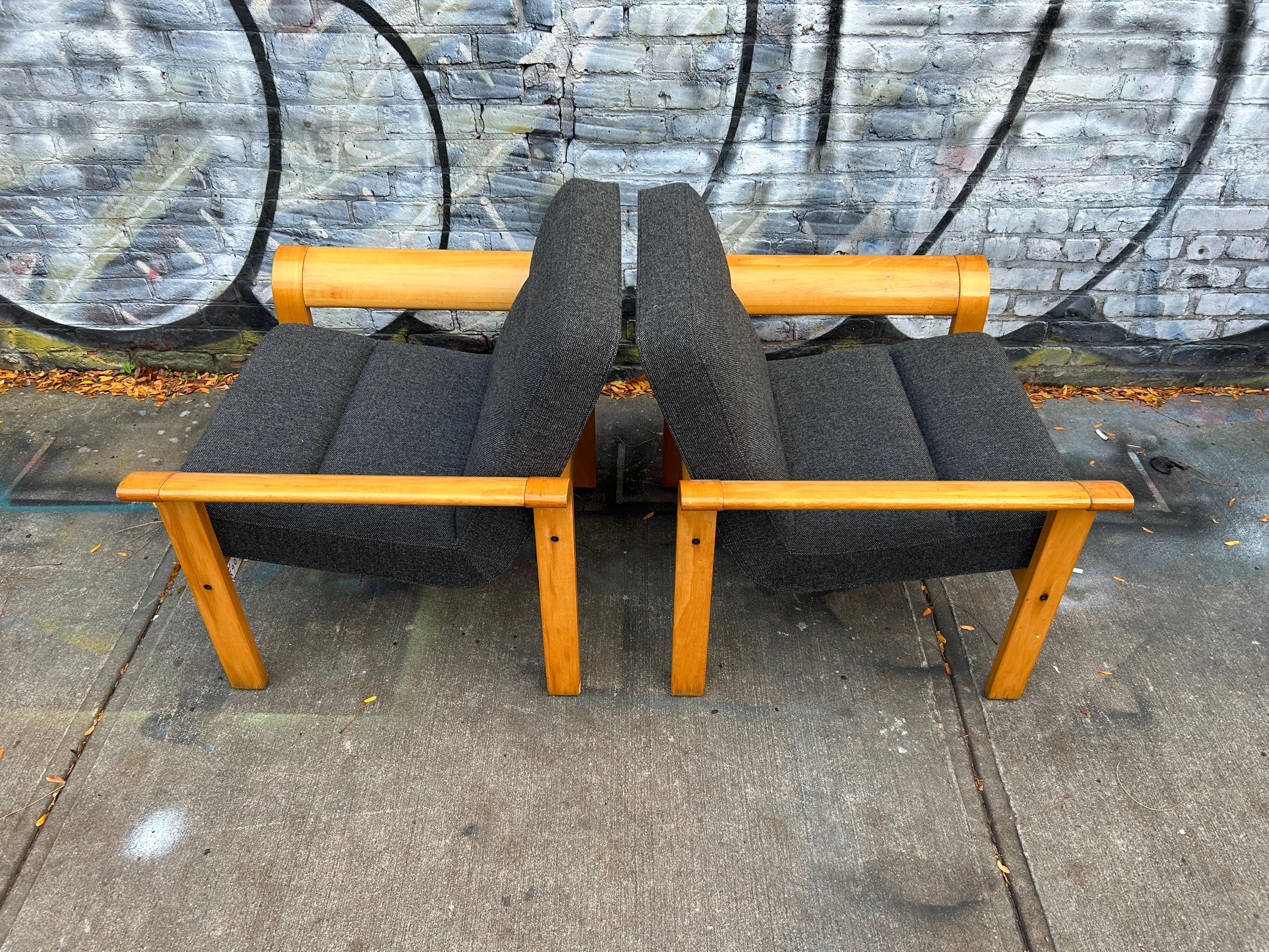 Mid-Century Modern Pair of Danish modern Mid-Century Lounge Chairs Blonde Bentwood Arms