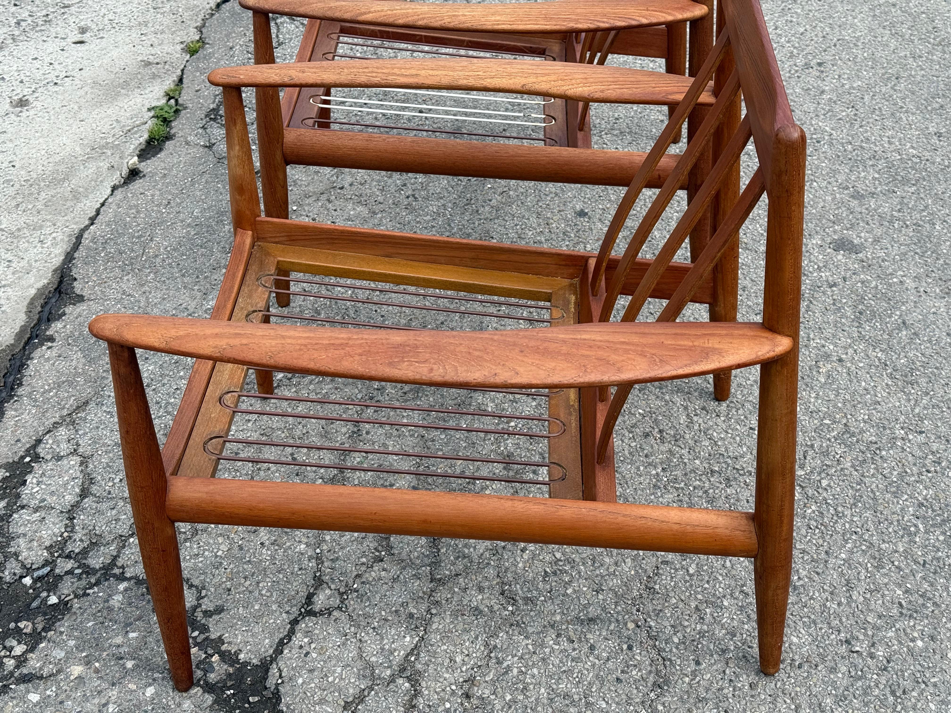 Mid-20th Century Pair of Danish mid-century modern 1960s teak Lounge chairs by Grete Jalk For Sale