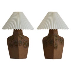 Pair of Danish Mid-Century Modern Brutalist Ceramic Table Lamps, Made in 1970s