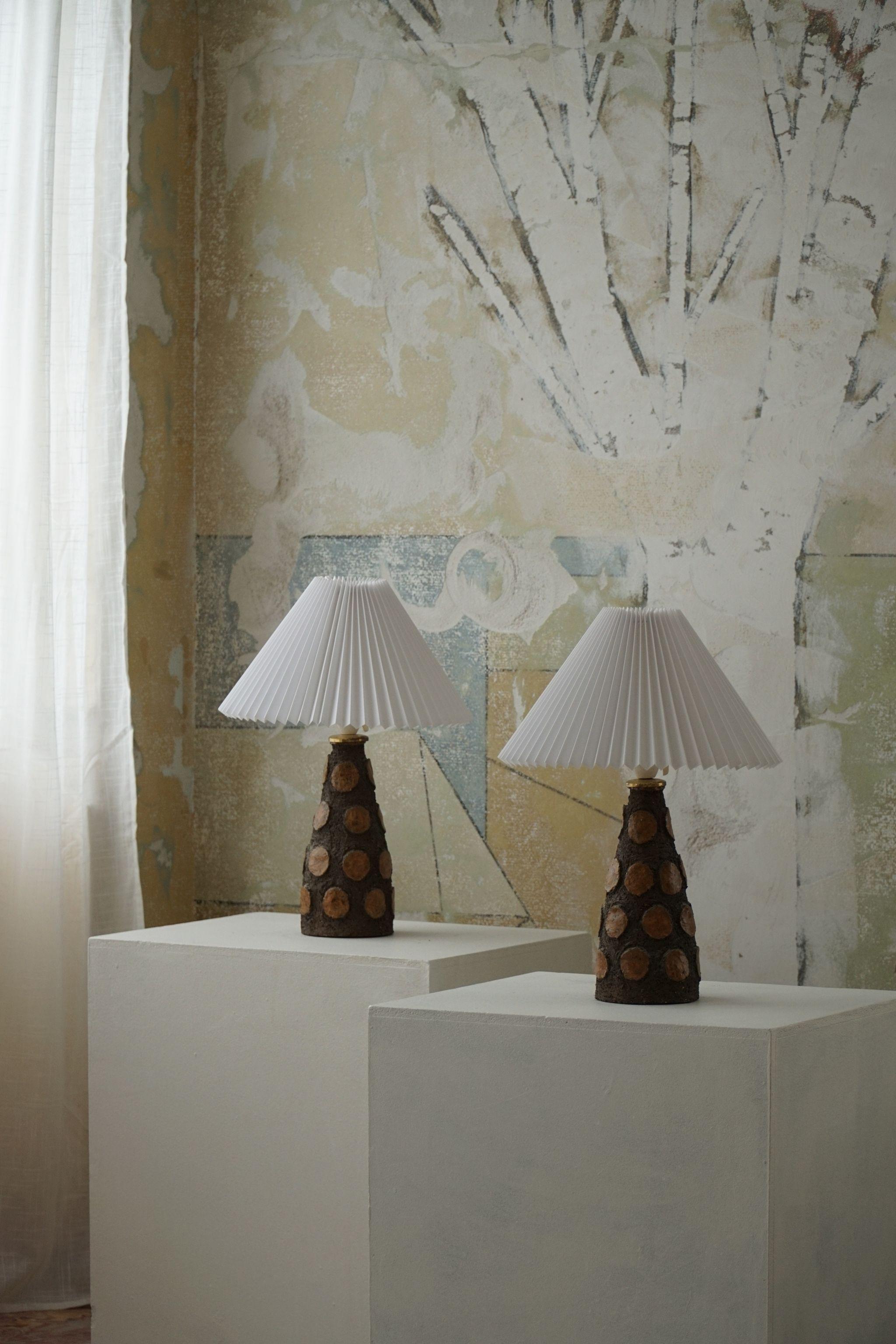 Brutalist Pair of Danish Mid-Century Modern Ceramic Table Lamps, Brutalism, 1970s