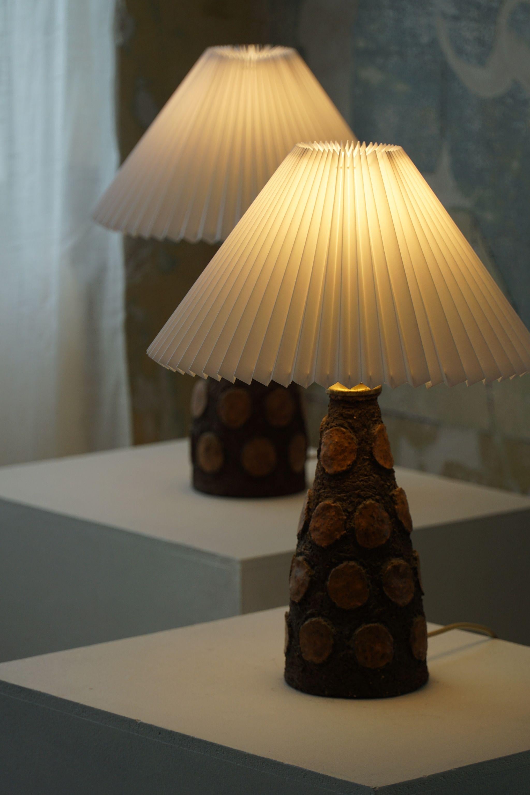 Pair of Danish Mid-Century Modern Ceramic Table Lamps, Brutalism, 1970s 2