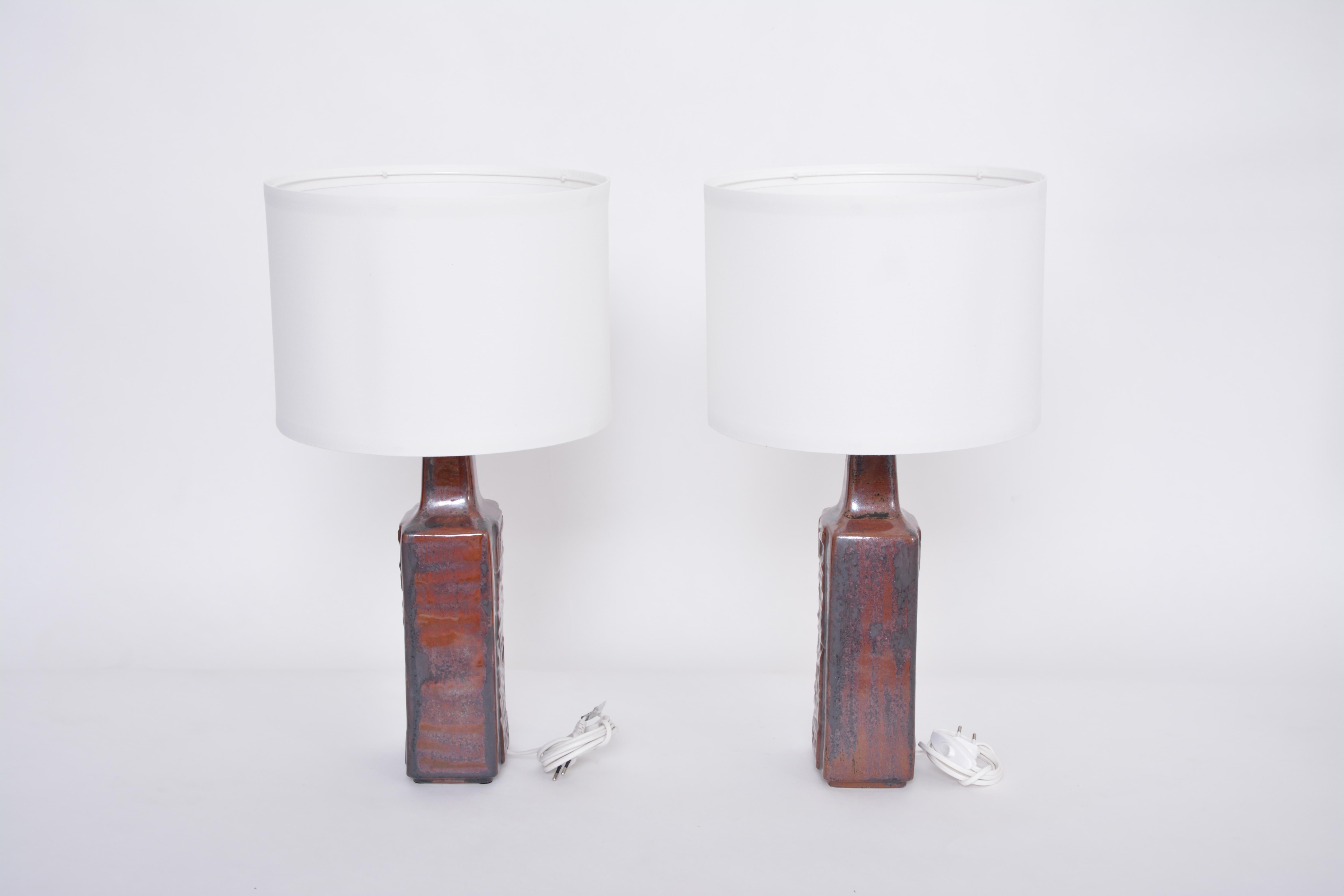 Pair of Danish Mid-Century Modern Ceramic Table Lamps by Desiree Stentoj For Sale 2