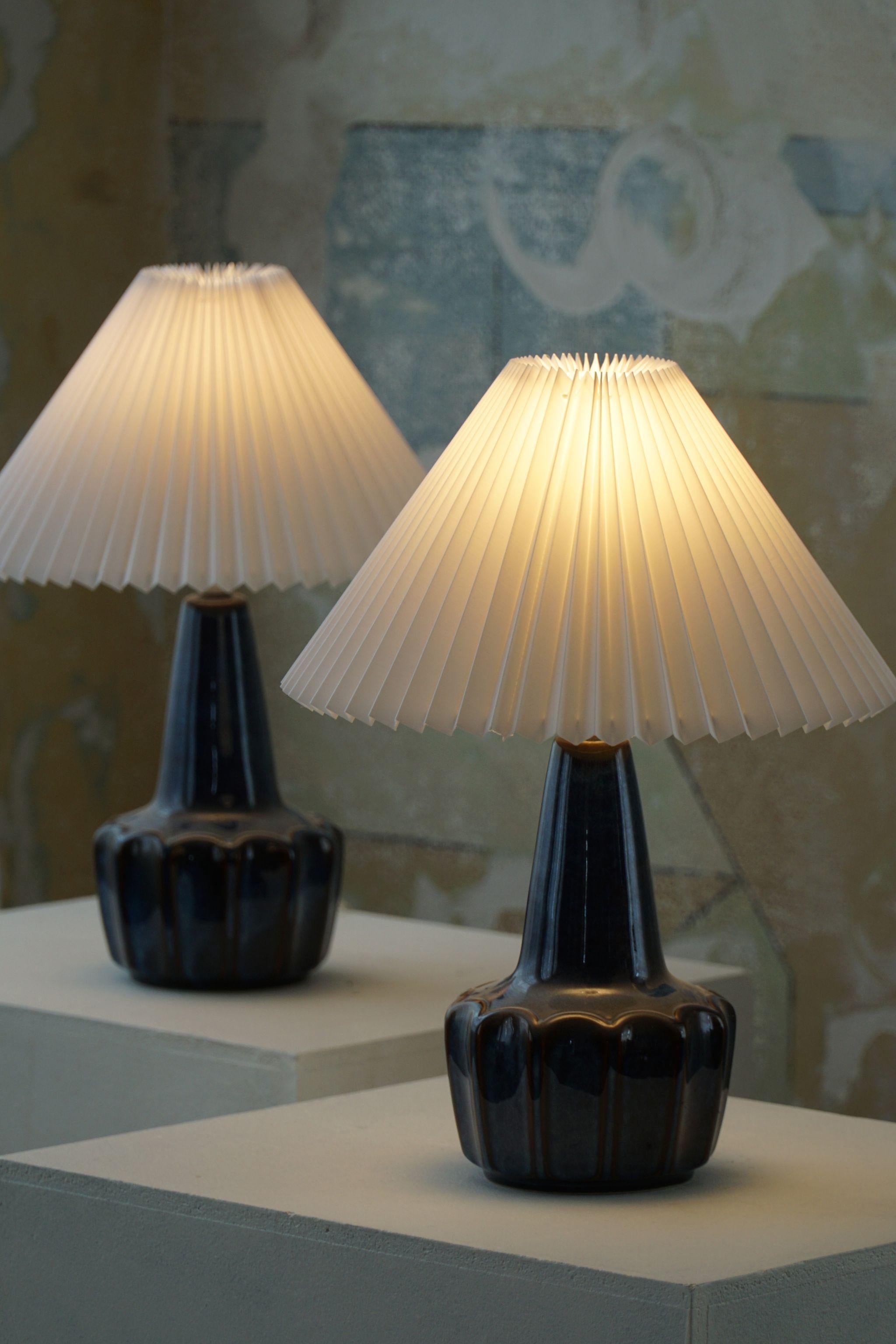 Pair of Danish Mid-Century Modern Ceramic Table Lamps, by Søholm, 1960s 8