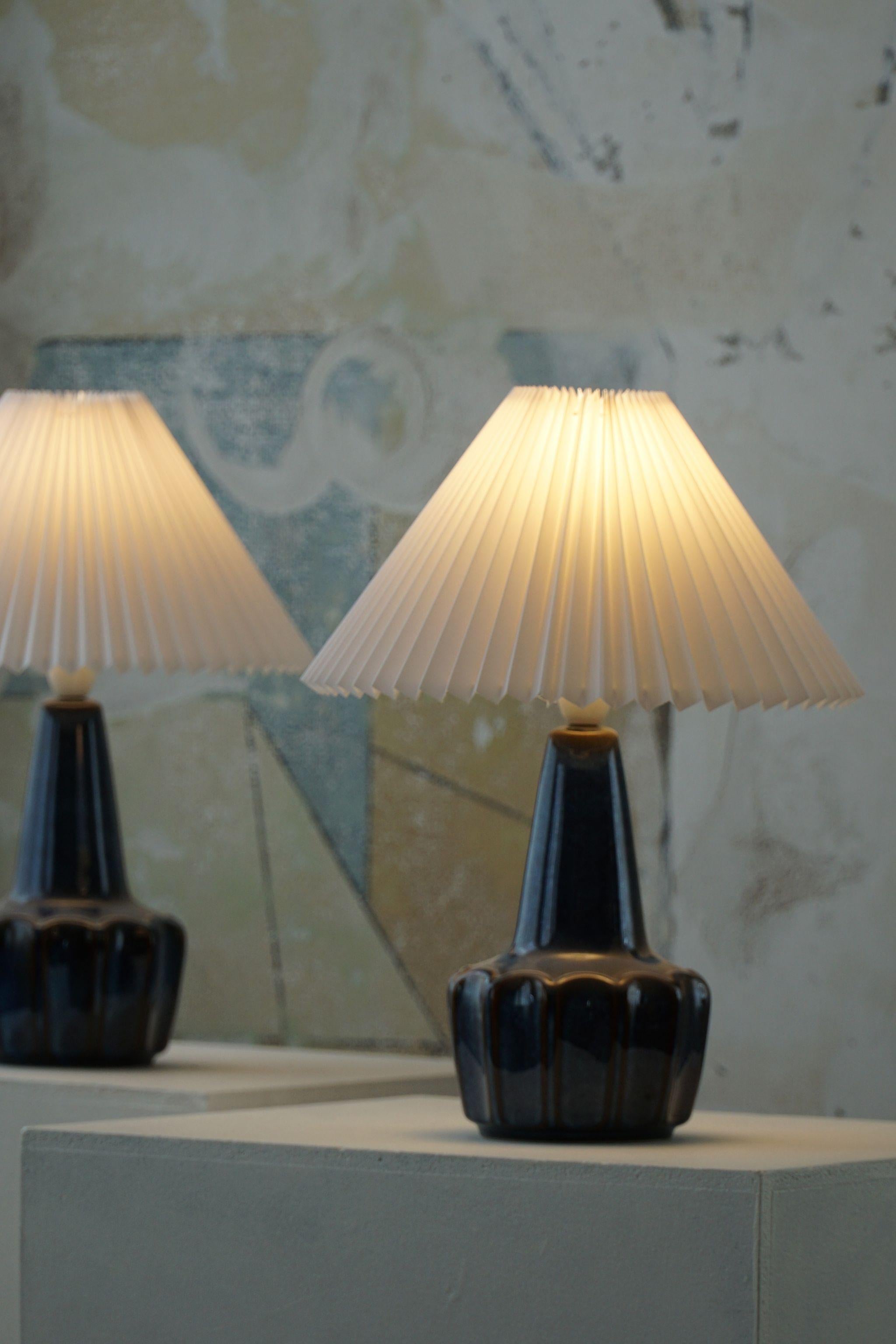 Pair of Danish Mid-Century Modern Ceramic Table Lamps, by Søholm, 1960s 3