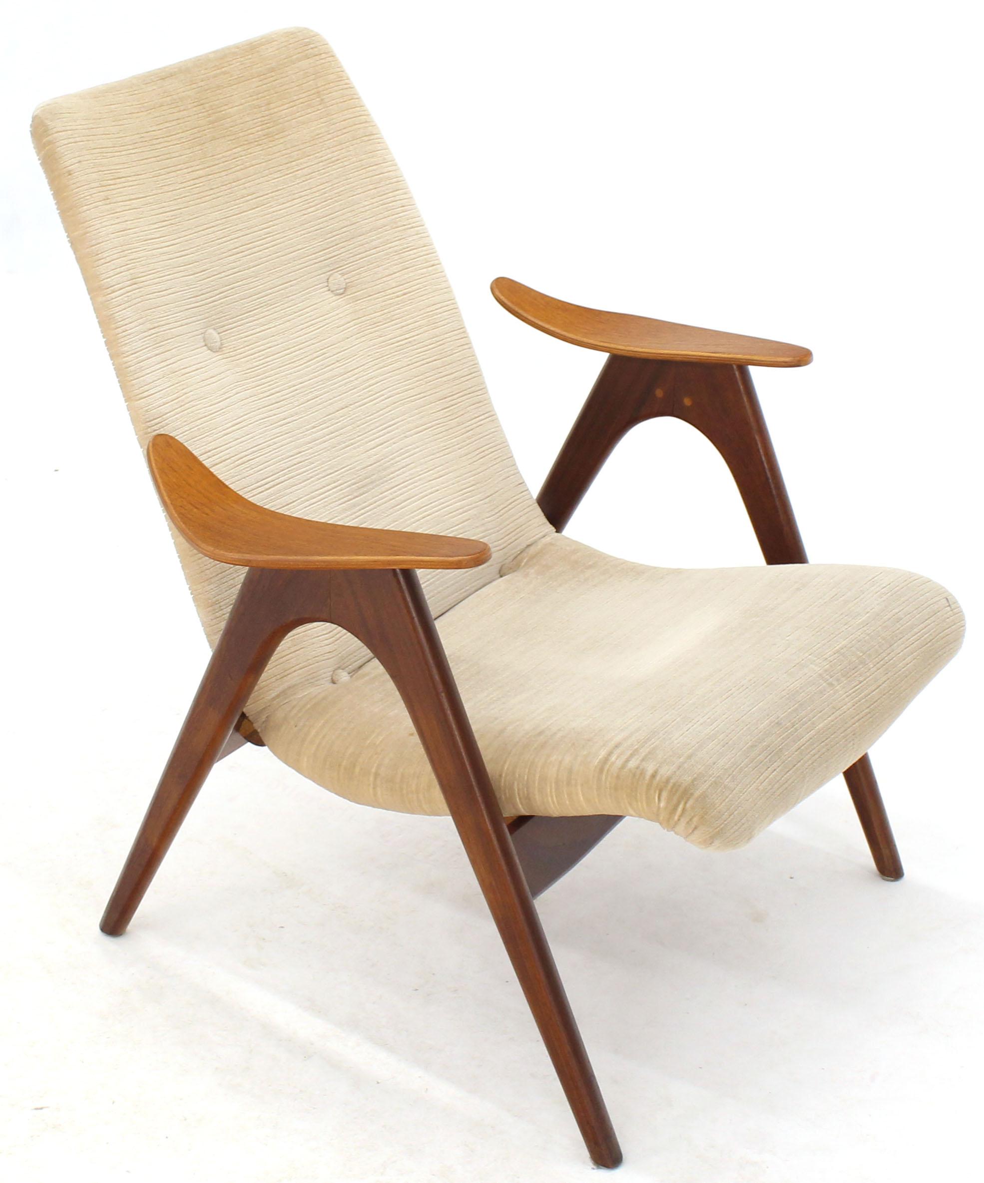 Pair of Danish Mid-Century Modern Compas Sculptured Teak Legs Lounge Chairs 2