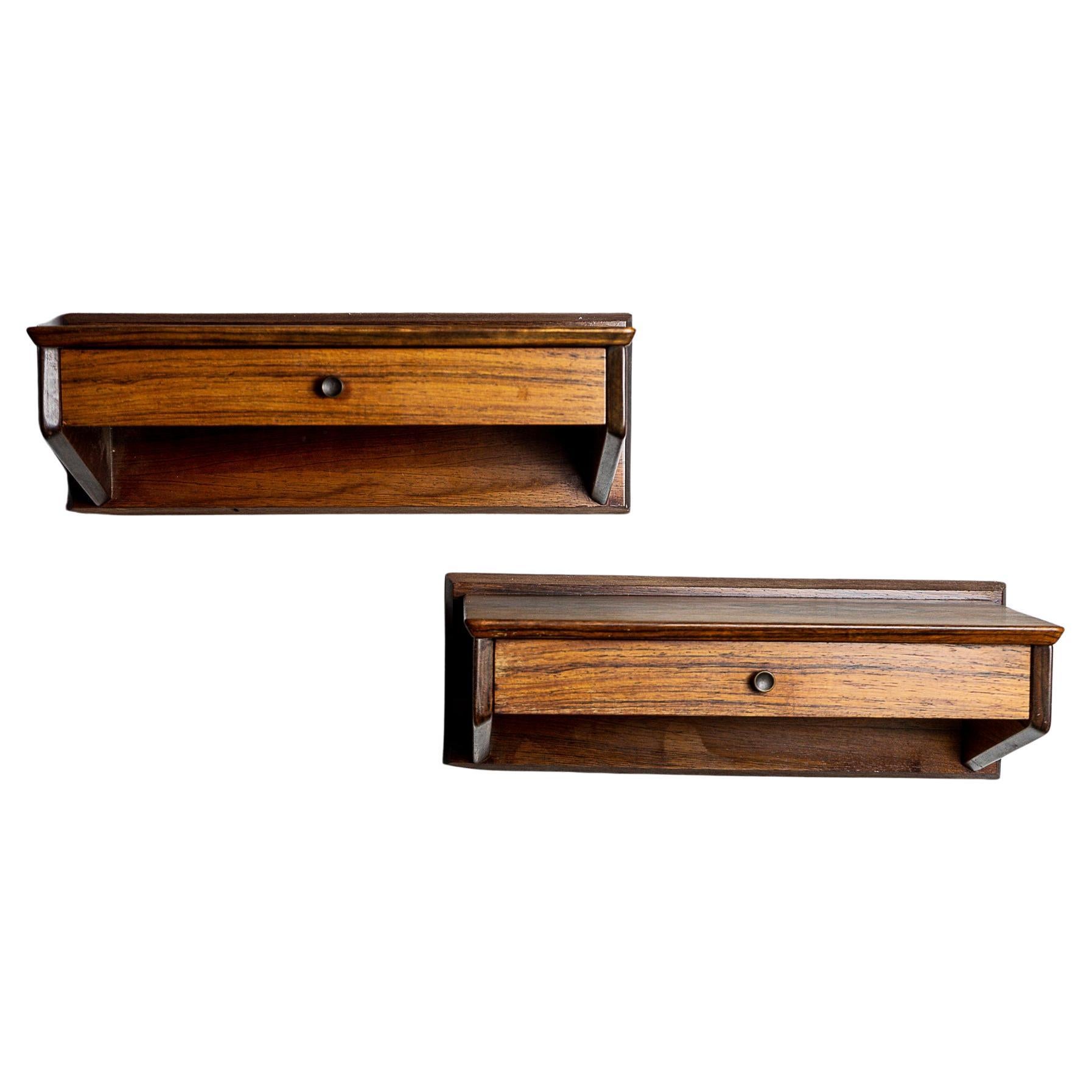 Pair of Danish Mid-Century Modern Rosewood Floating Bedsides / Nightstands