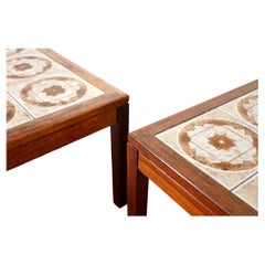 Pair of Danish Mid-Century Modern Rosewood & Tile Side Tables