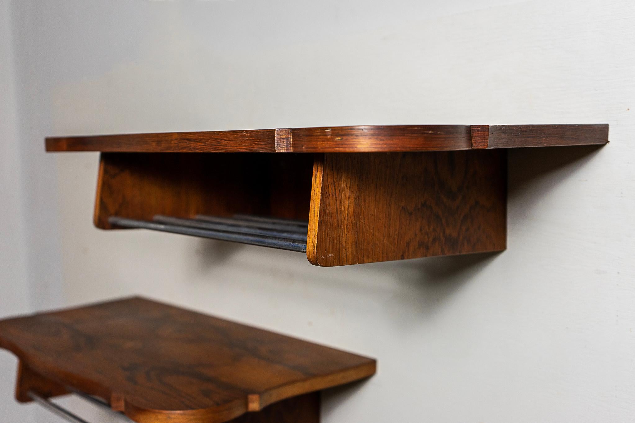 Mid-20th Century Pair of Danish Mid-Century Modern Rosewood Wall Mounted Bedsides / Night Stands For Sale
