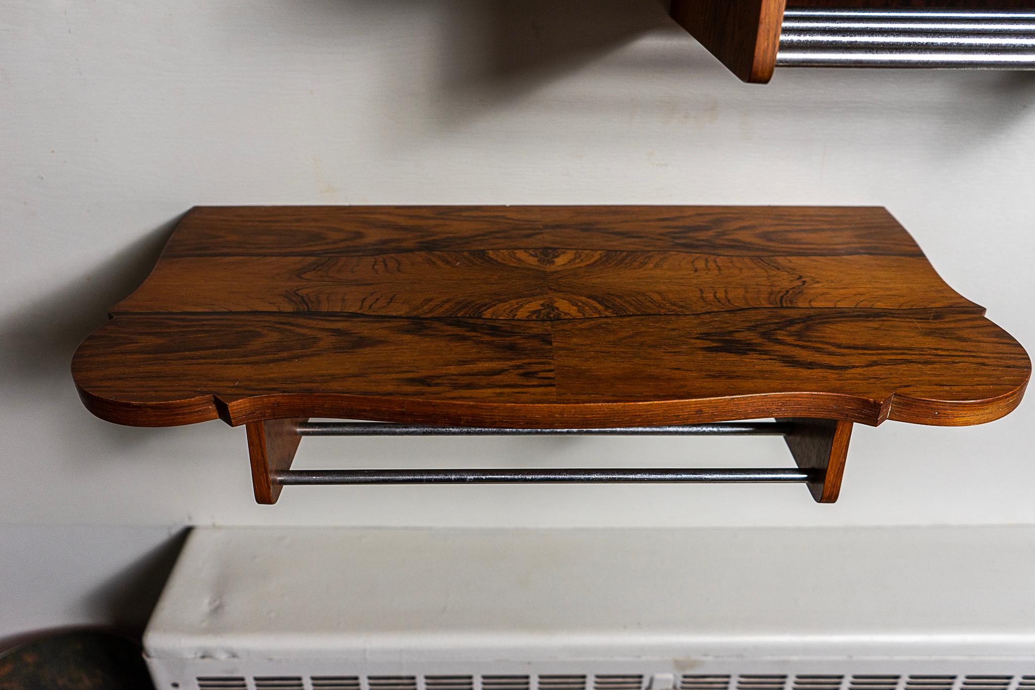 Pair of Danish Mid-Century Modern Rosewood Wall Mounted Bedsides / Night Stands For Sale 1