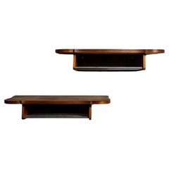 Vintage Pair of Danish Mid-Century Modern Rosewood Wall Mounted Bedsides / Night Stands