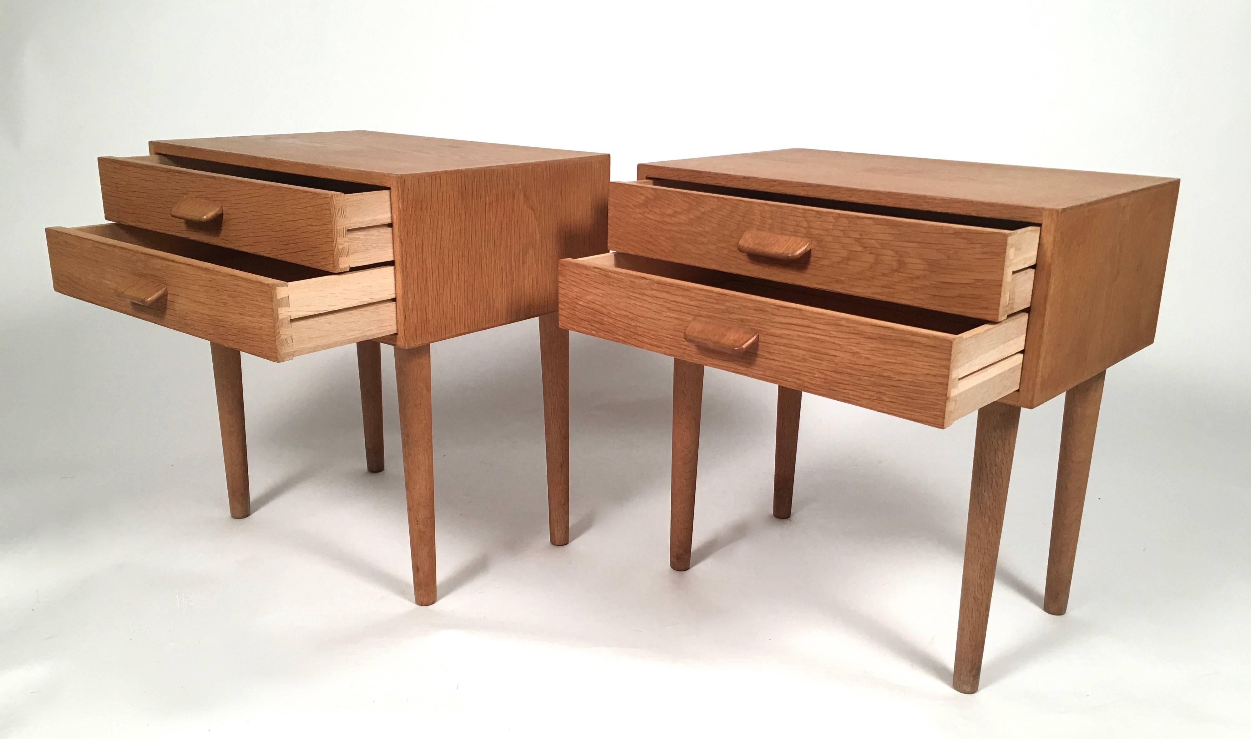 Oak Pair of Danish Mid-Century Modern Side Tables by Poul M. Volter
