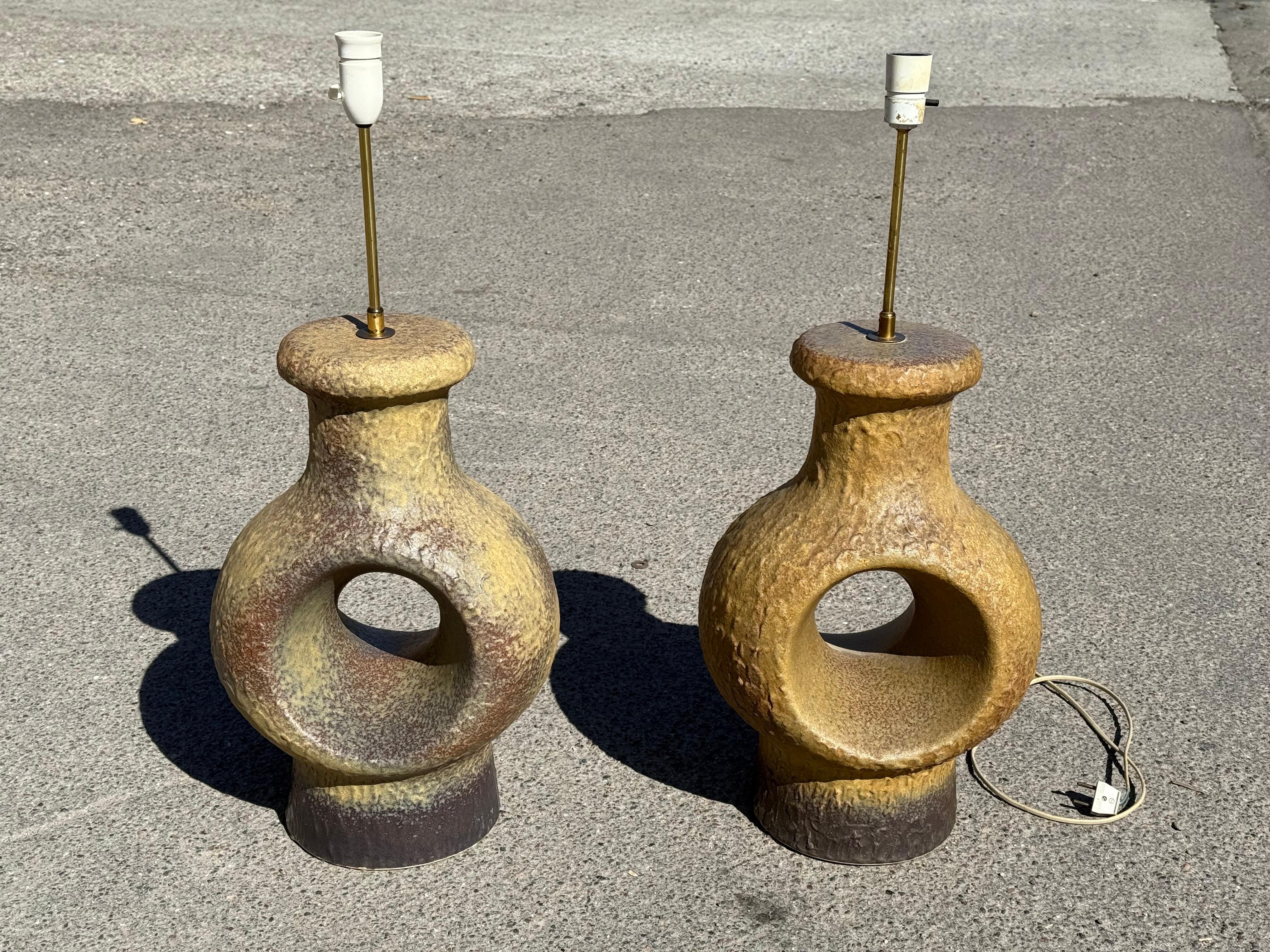 Coppia di lampade danesi in gres della metà del secolo scorso - anni '60 in vendita 3