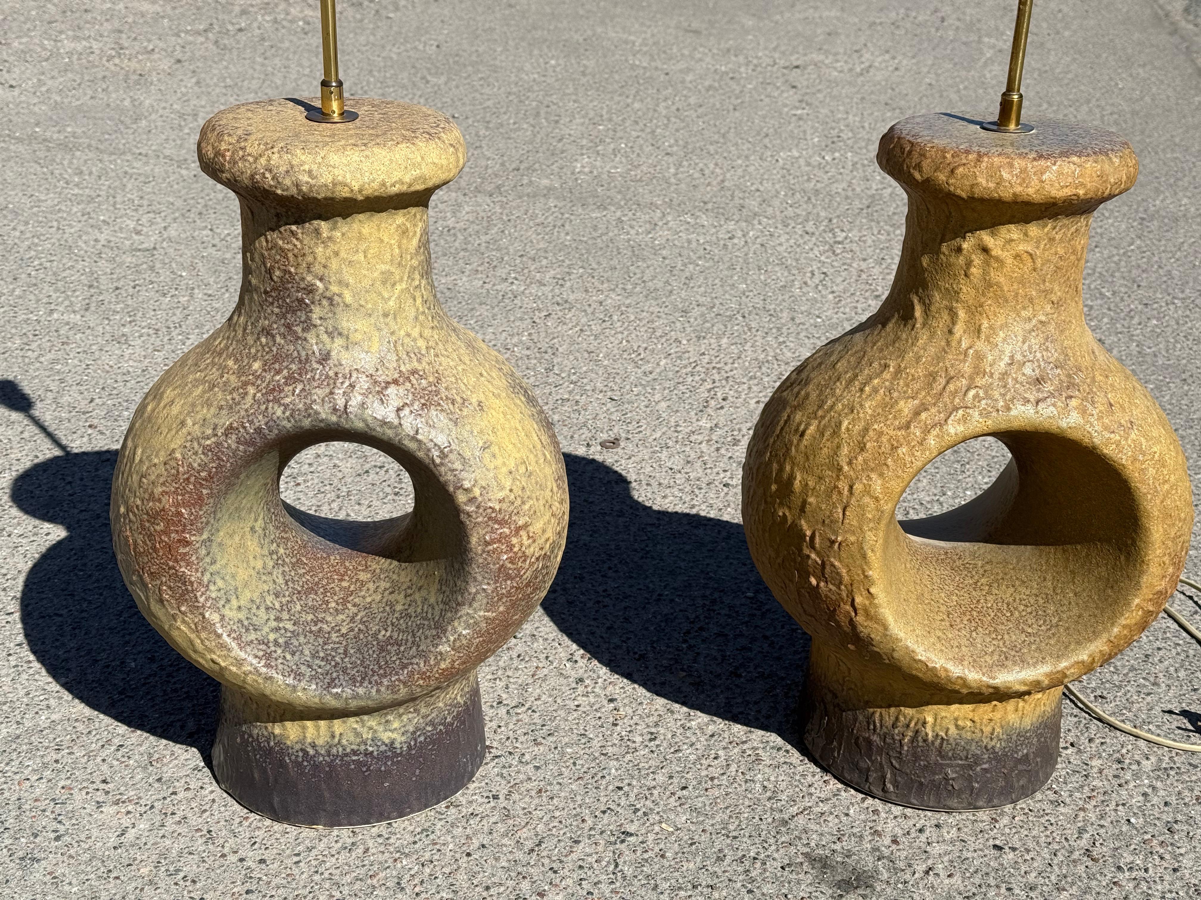 Coppia di lampade danesi in gres della metà del secolo scorso - anni '60 in vendita 5