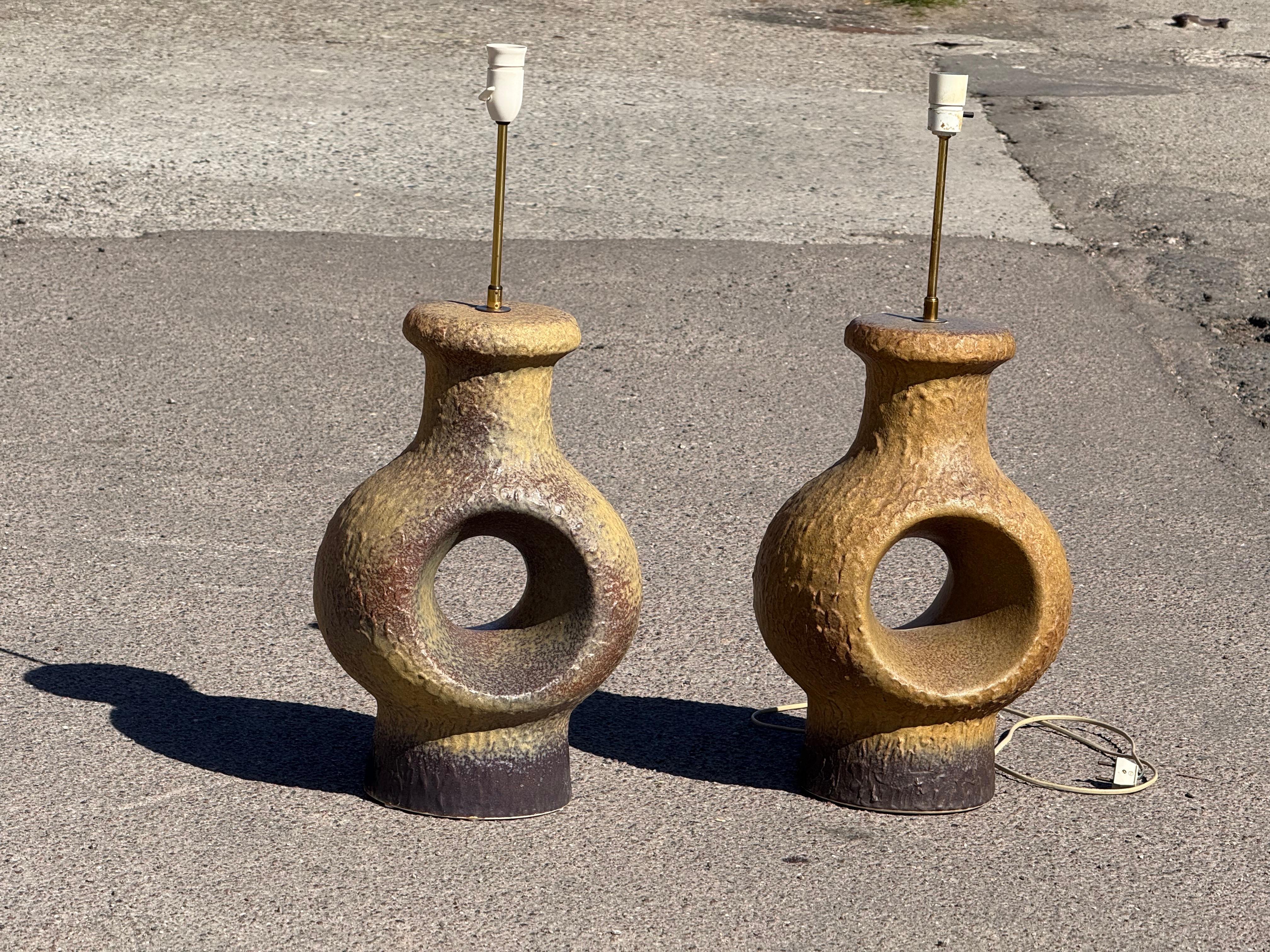 Coppia di lampade danesi in gres della metà del secolo scorso - anni '60 in vendita 7