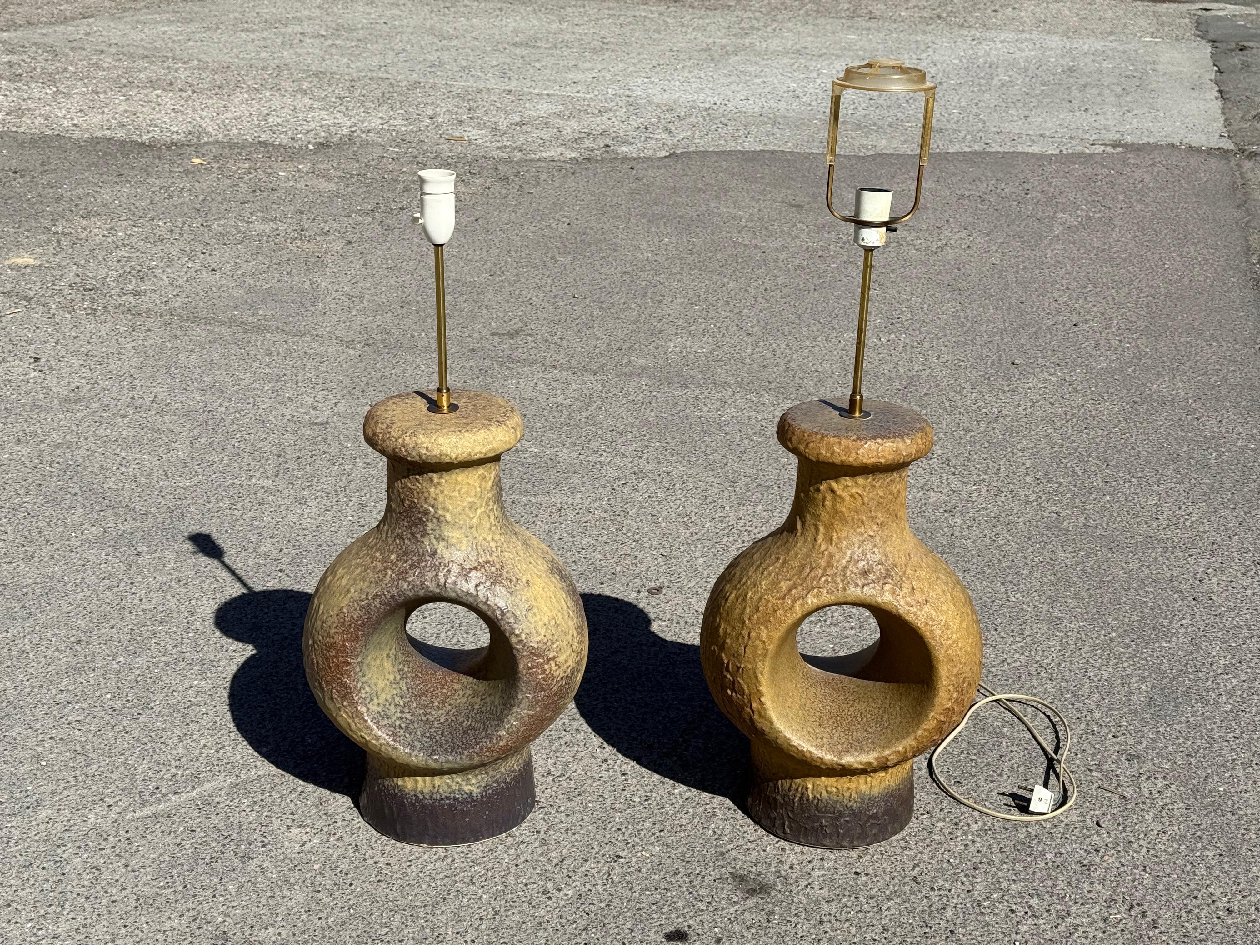 Coppia di lampade danesi in gres della metà del secolo scorso - anni '60 in vendita 8
