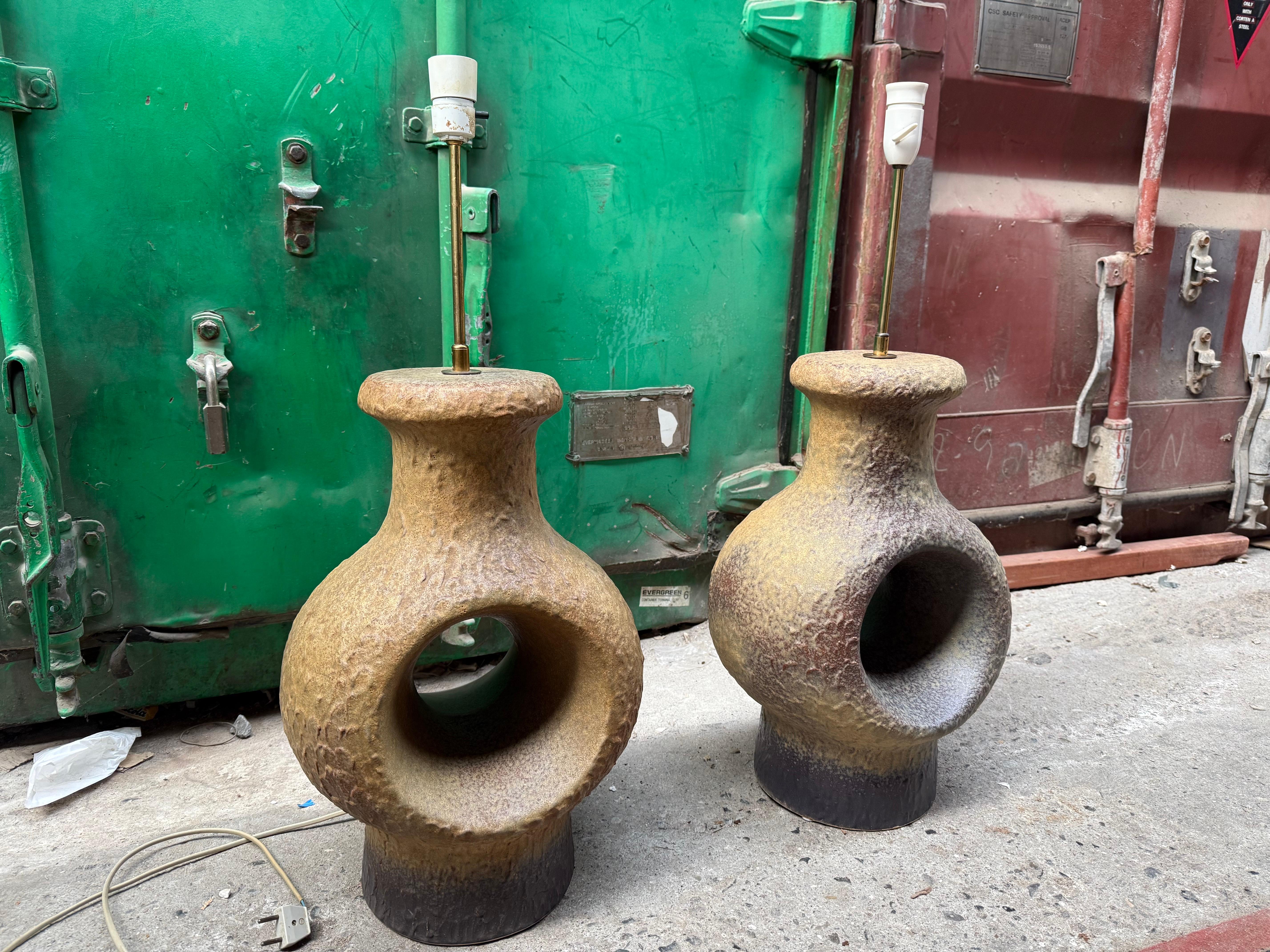 Metà XX secolo Coppia di lampade danesi in gres della metà del secolo scorso - anni '60 in vendita