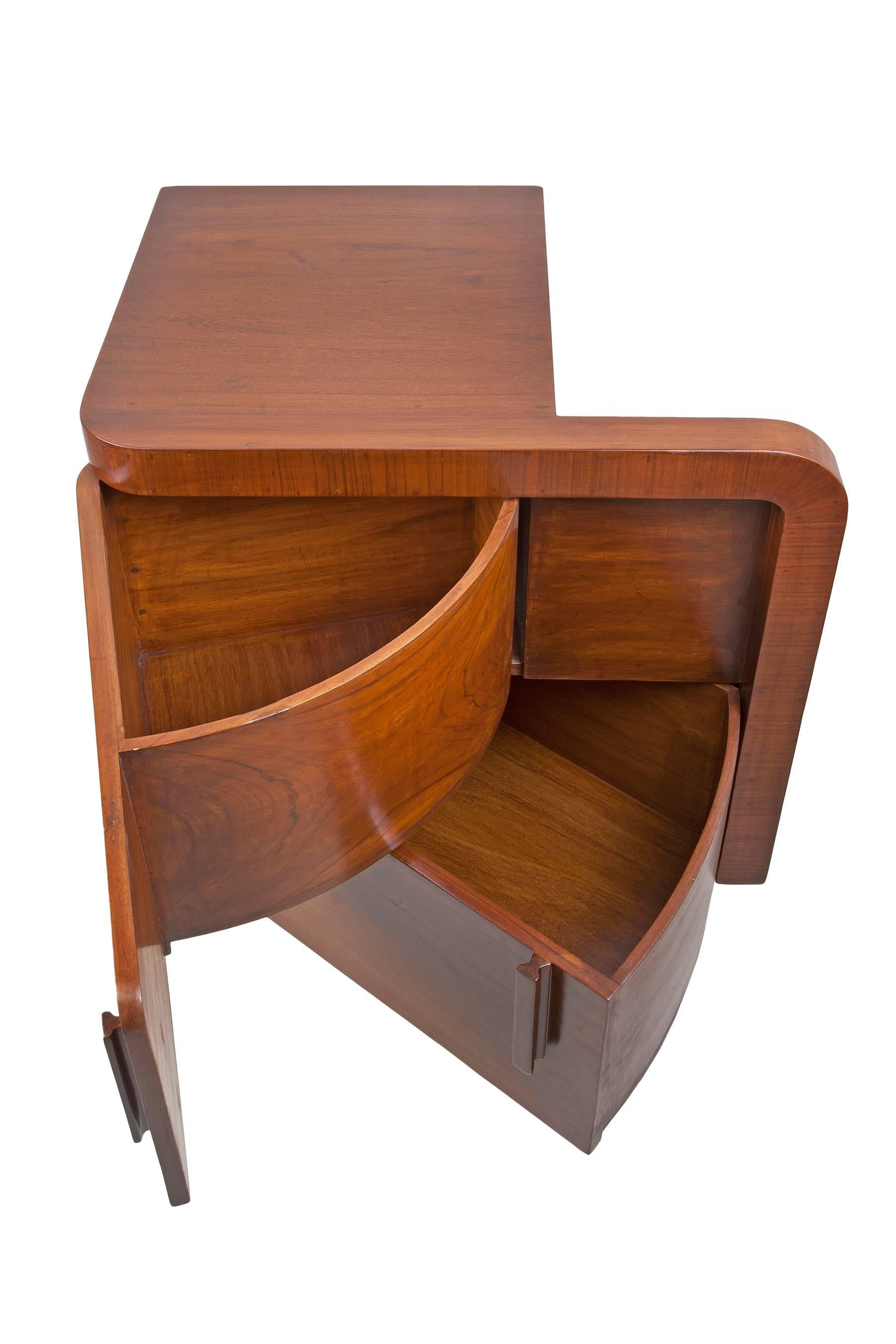 side table with swing out tray