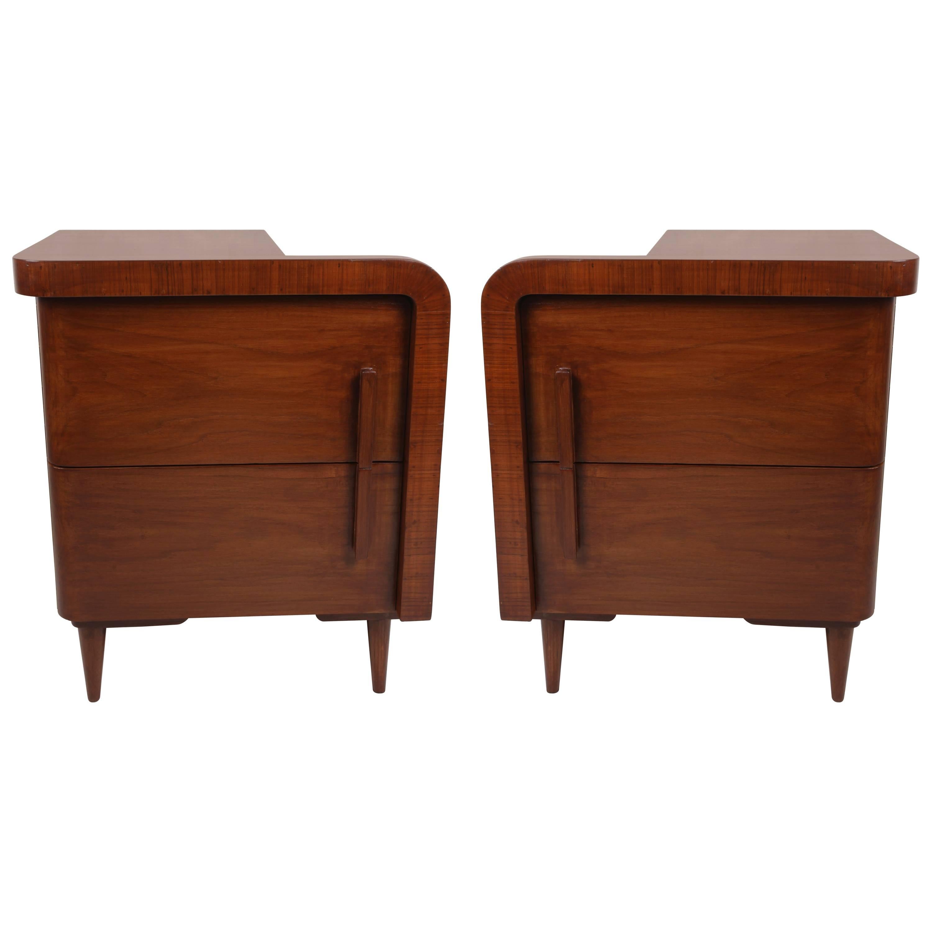 Pair of Danish Mid-Century Modern Teak Side Tables with Swing-Out Drawers