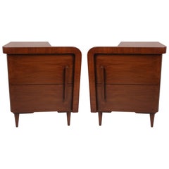 Vintage Pair of Danish Mid-Century Modern Teak Side Tables with Swing-Out Drawers