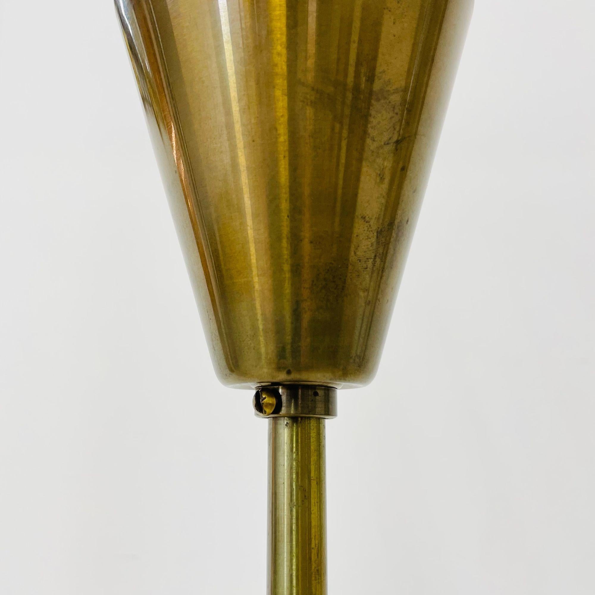 Pair of Danish Mid-Century Modern Tulip Form Chandeliers / Pendants, Opal Glass For Sale 12