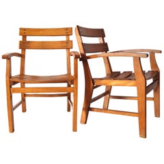 Pair of Danish Mid-Century Patinated Child Chairs in Wood, 1950s