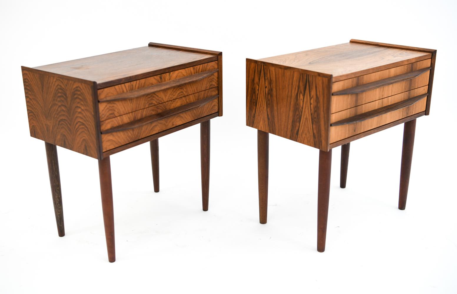 Pair of Danish Midcentury Rosewood Nightstands In Good Condition In Norwalk, CT