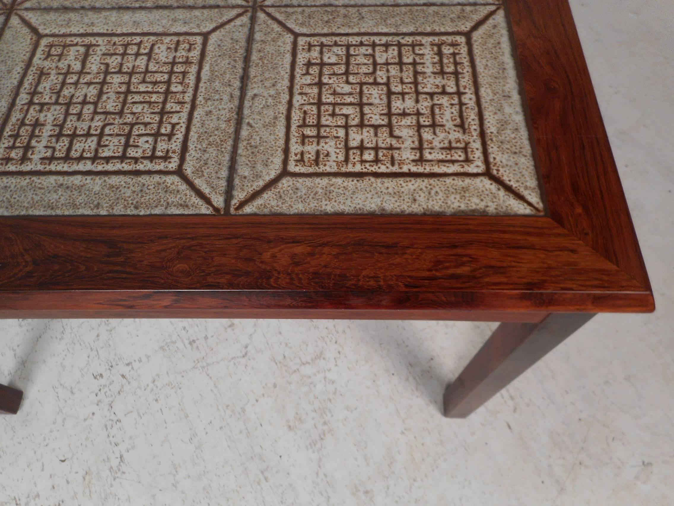 Pair of Danish Midcentury Rosewood Tile Top End Tables For Sale 2