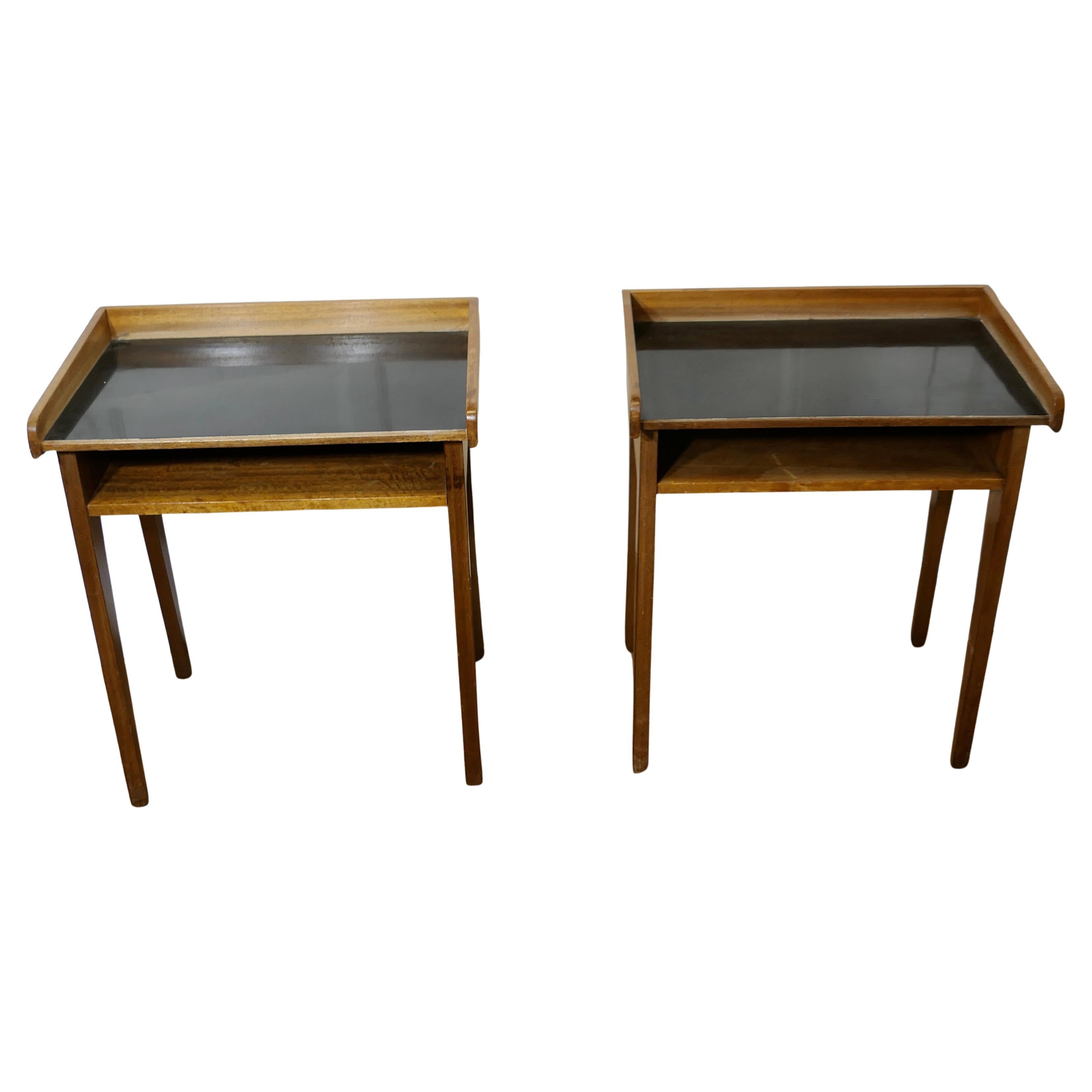 Pair of Danish Mid Century Side Tables with Trays on Top