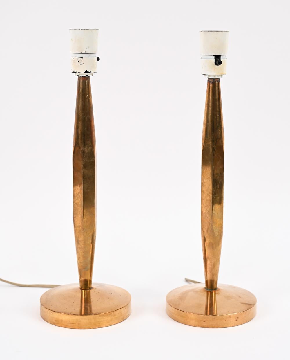 Mid-Century Modern Pair of Danish Mid-Century Solid Brass Table Lamps