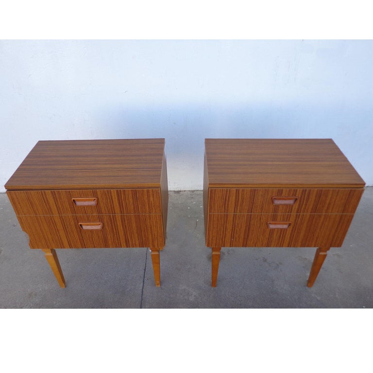 Pair of Danish Mid Century Teak Night Stands For Sale at 1stDibs