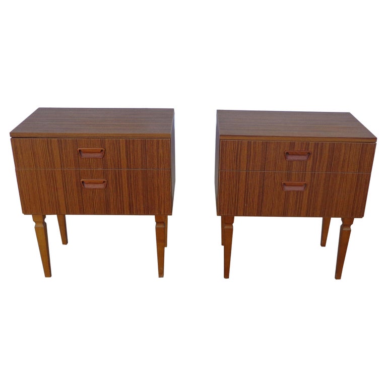 Pair of Danish Mid Century Teak Night Stands For Sale at 1stDibs