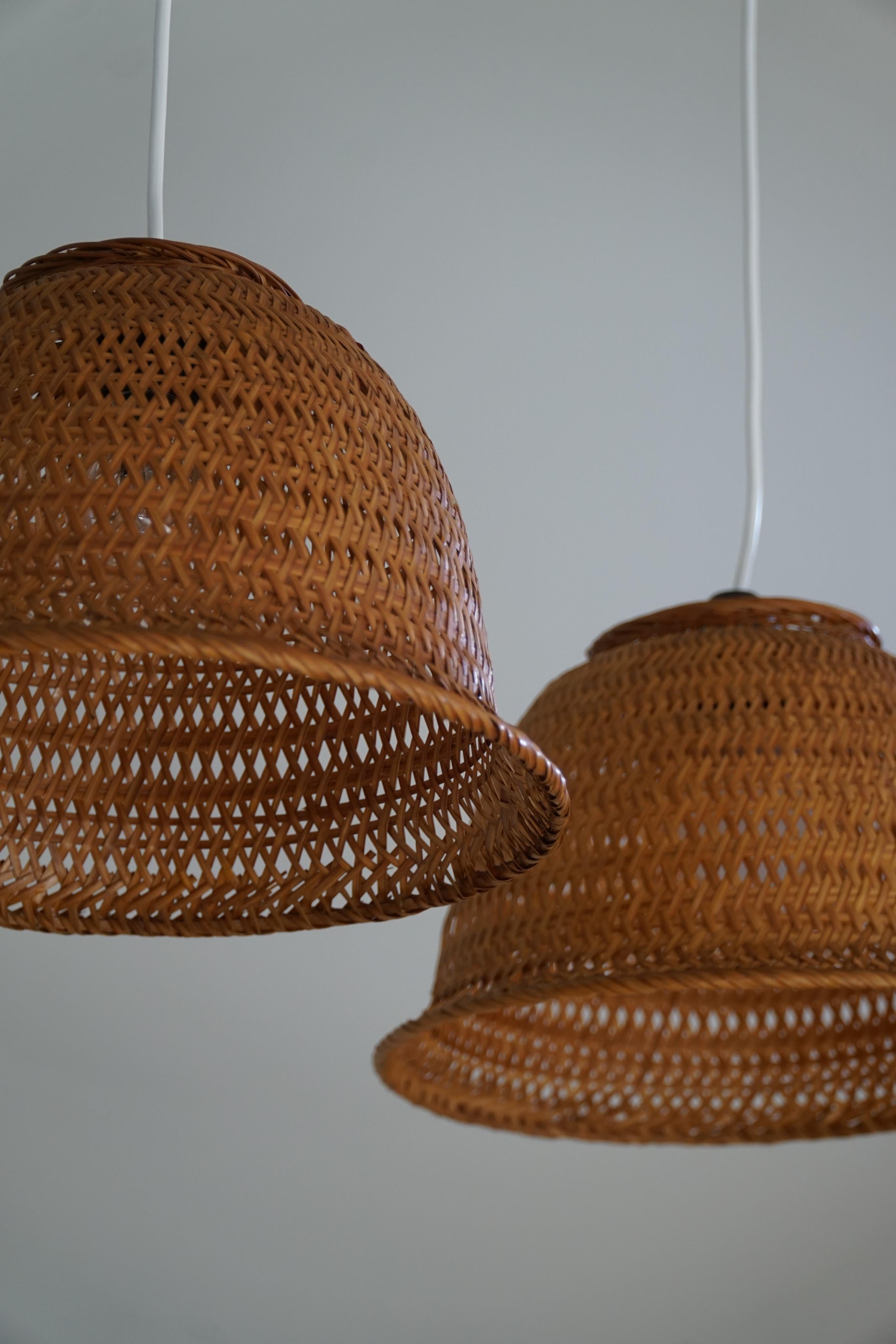 20th Century Pair of Danish Midcentury Vintage Wicker Pendants, Made in the 1960s