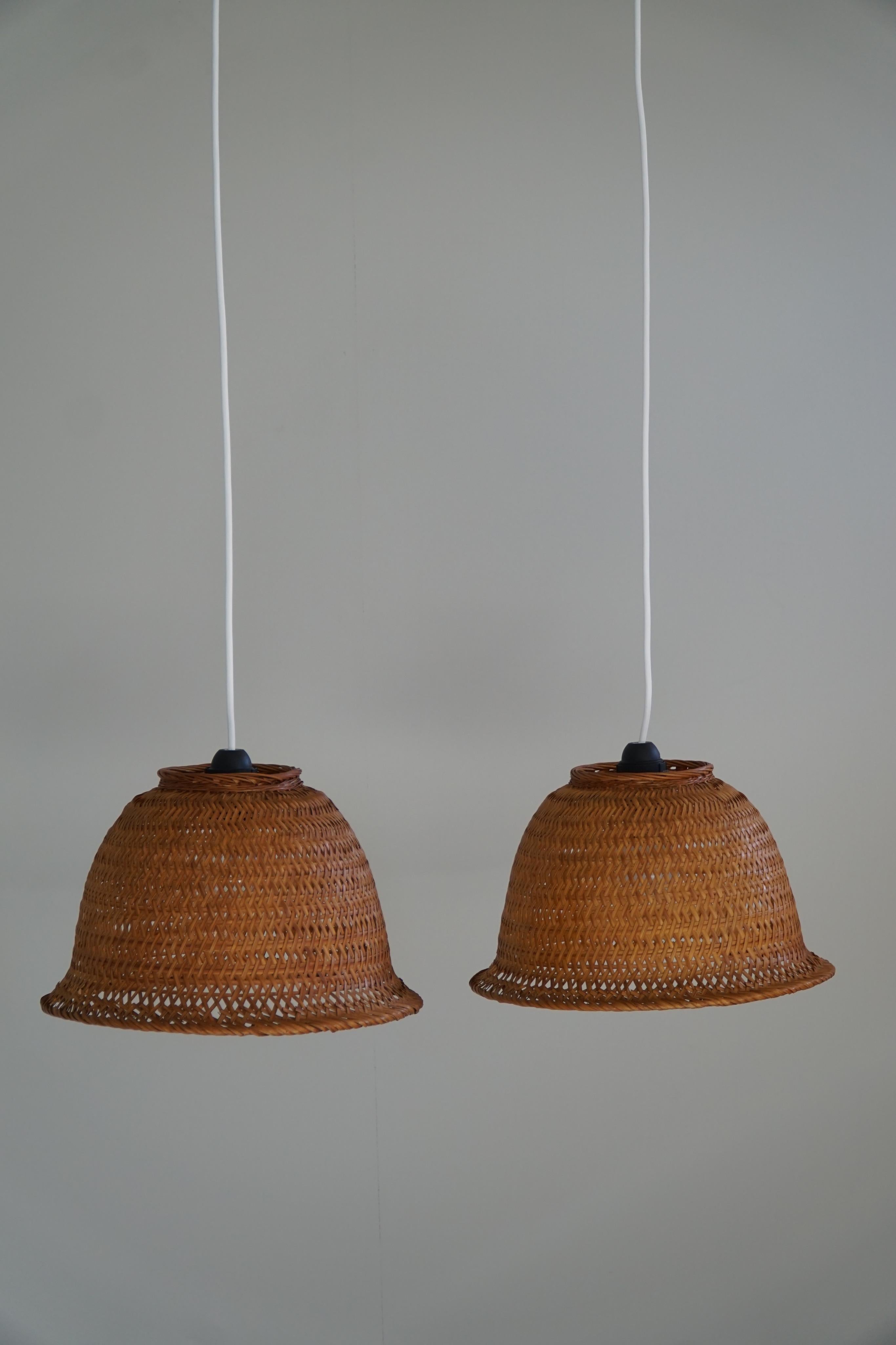 Pair of Danish Midcentury Vintage Wicker Pendants, Made in the 1960s 2