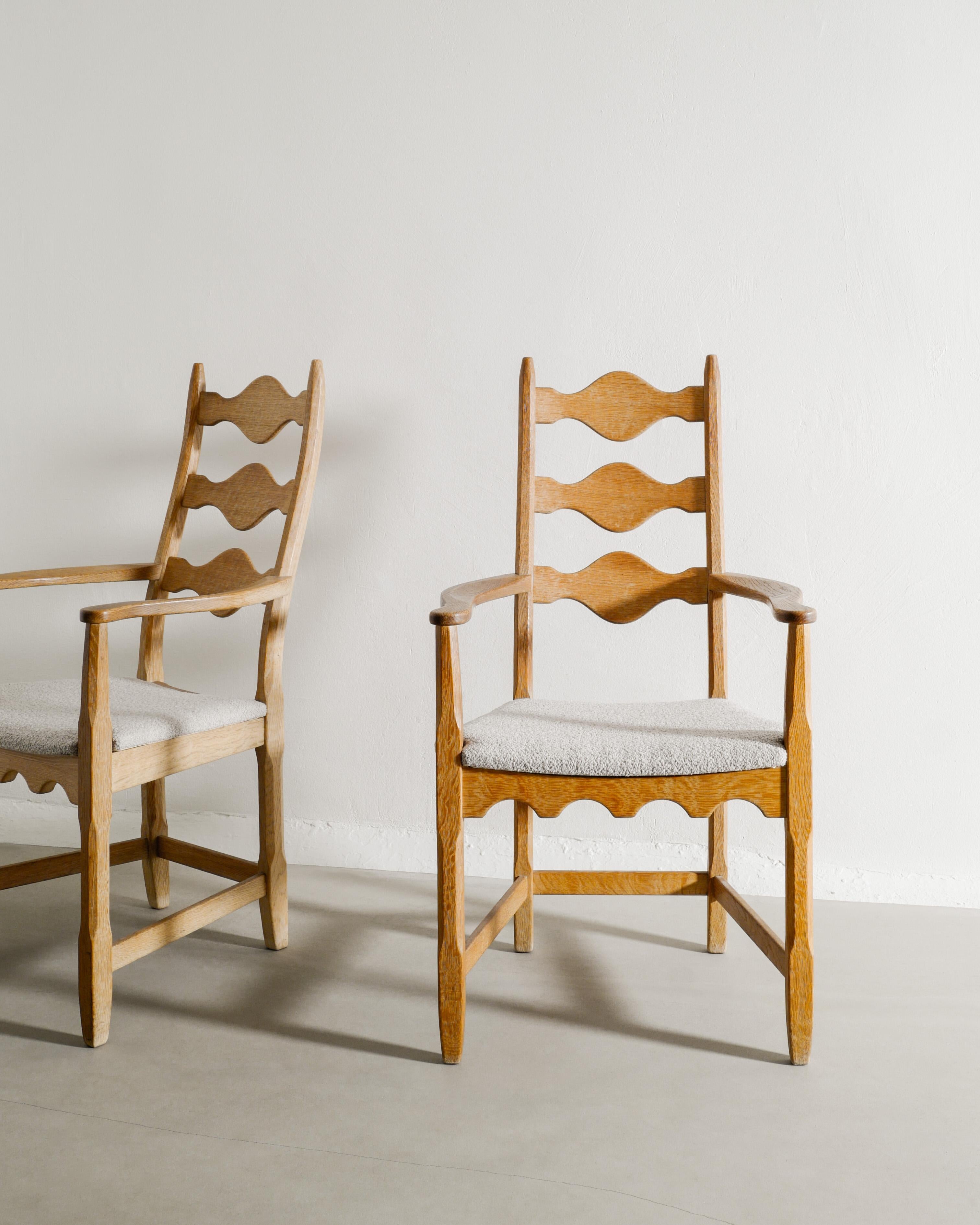 Pair of Danish Mid Century Wooden Armchairs in Oak by Henry Kjaernulf, 1950s In Good Condition For Sale In Stockholm, SE