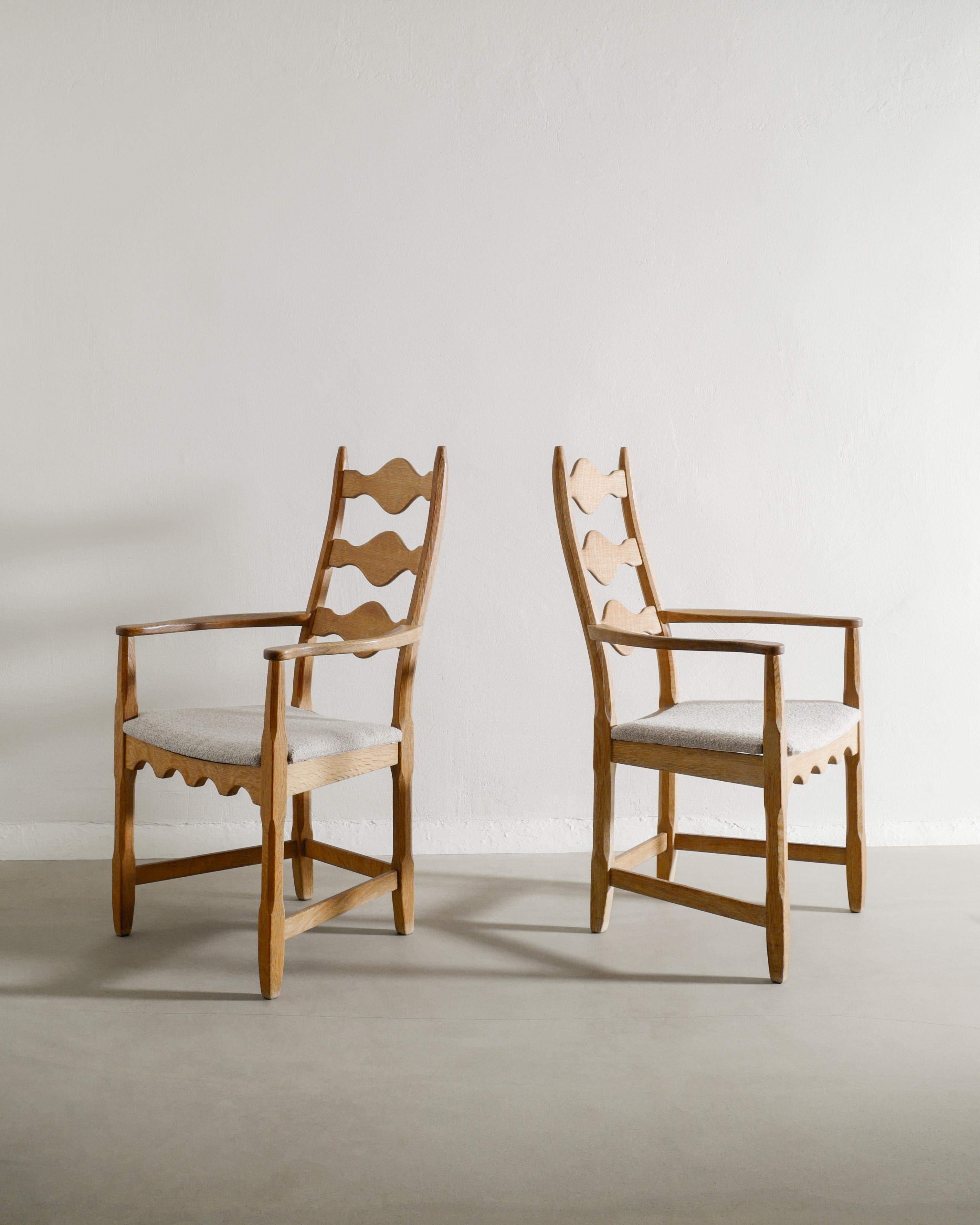 Pair of Danish Mid Century Wooden Armchairs in Oak by Henry Kjaernulf, 1950s For Sale 1