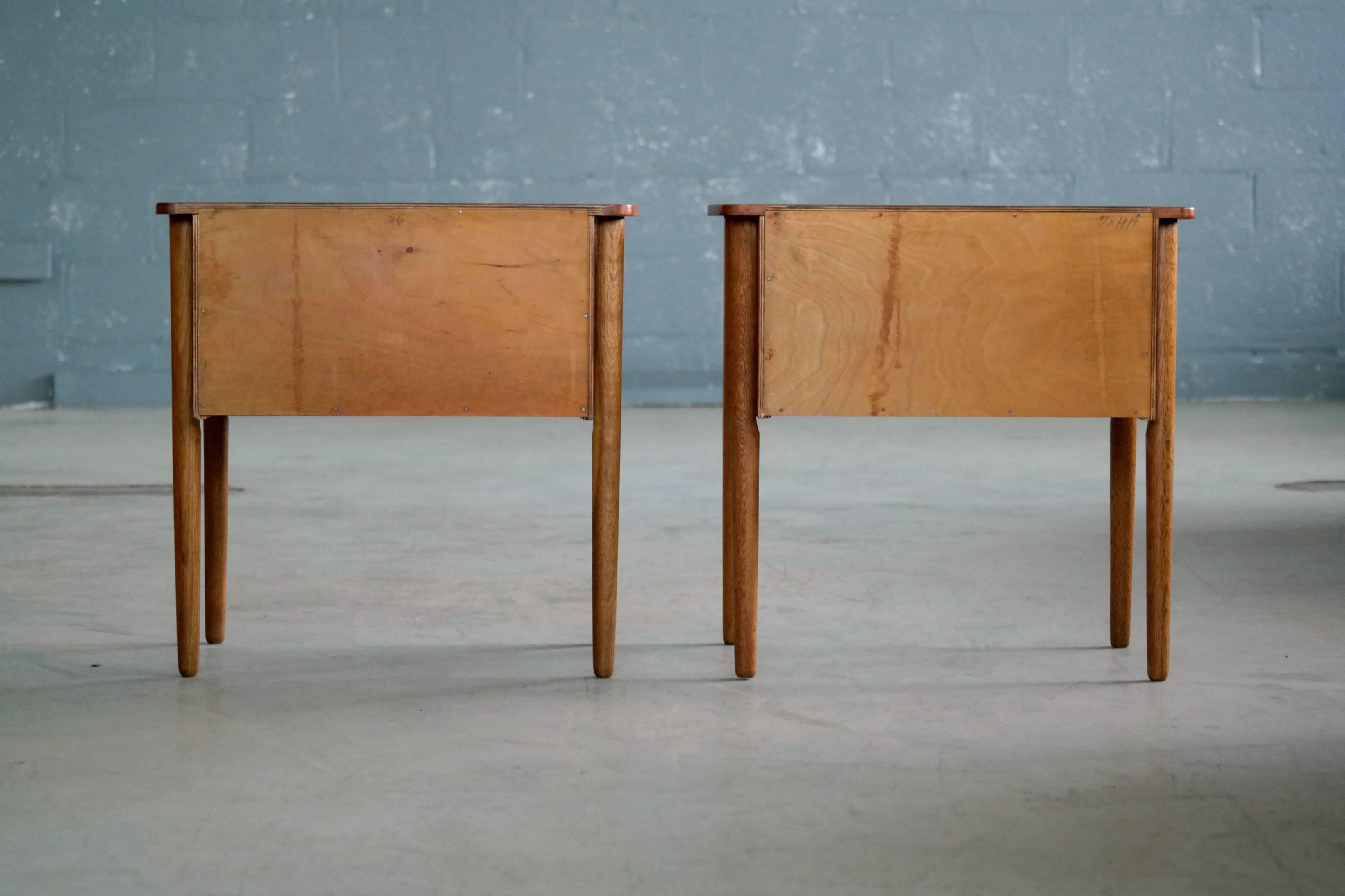 Oak Pair of Danish Midcentury Bedside Tables Nightstands in Teak Made by Ørum Møbler