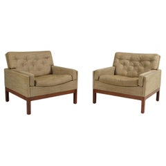 Pair of Danish Midcentury Canvas Lounge with Rosewood Base 1960's