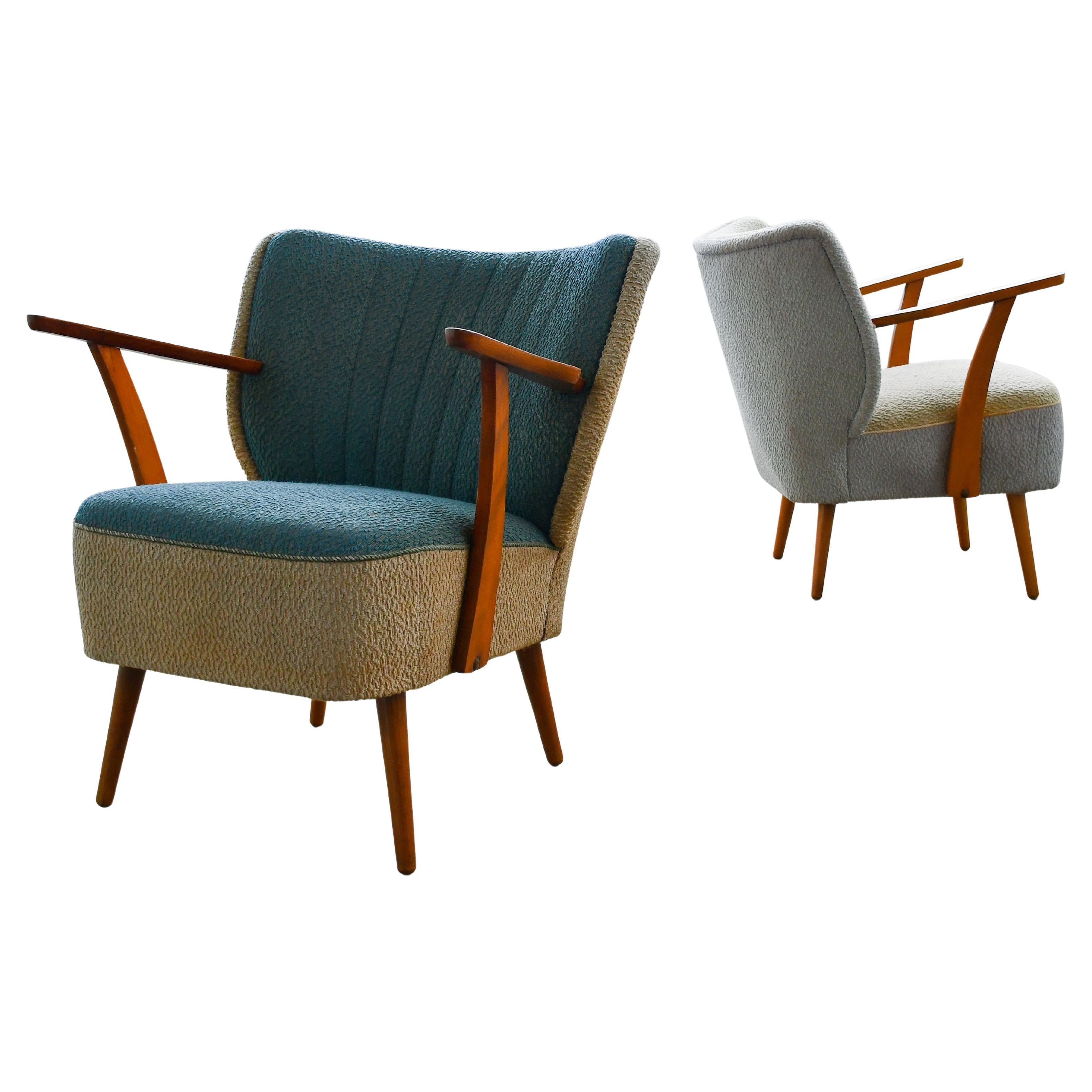 Pair of Danish Midcentury Cocktail Lounge Chairs, ca. 1950's