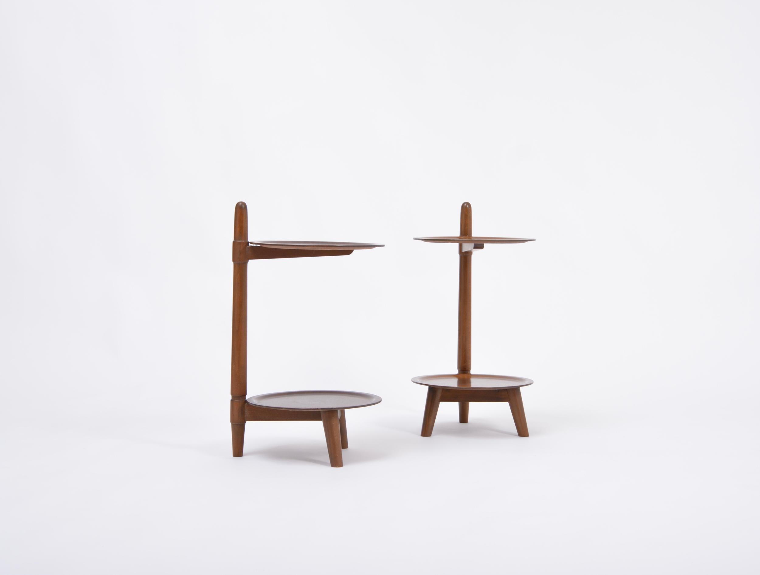 Mid-Century Modern Pair of Danish Mid-Century Edmund Jørgensen Two Tier Side Tables