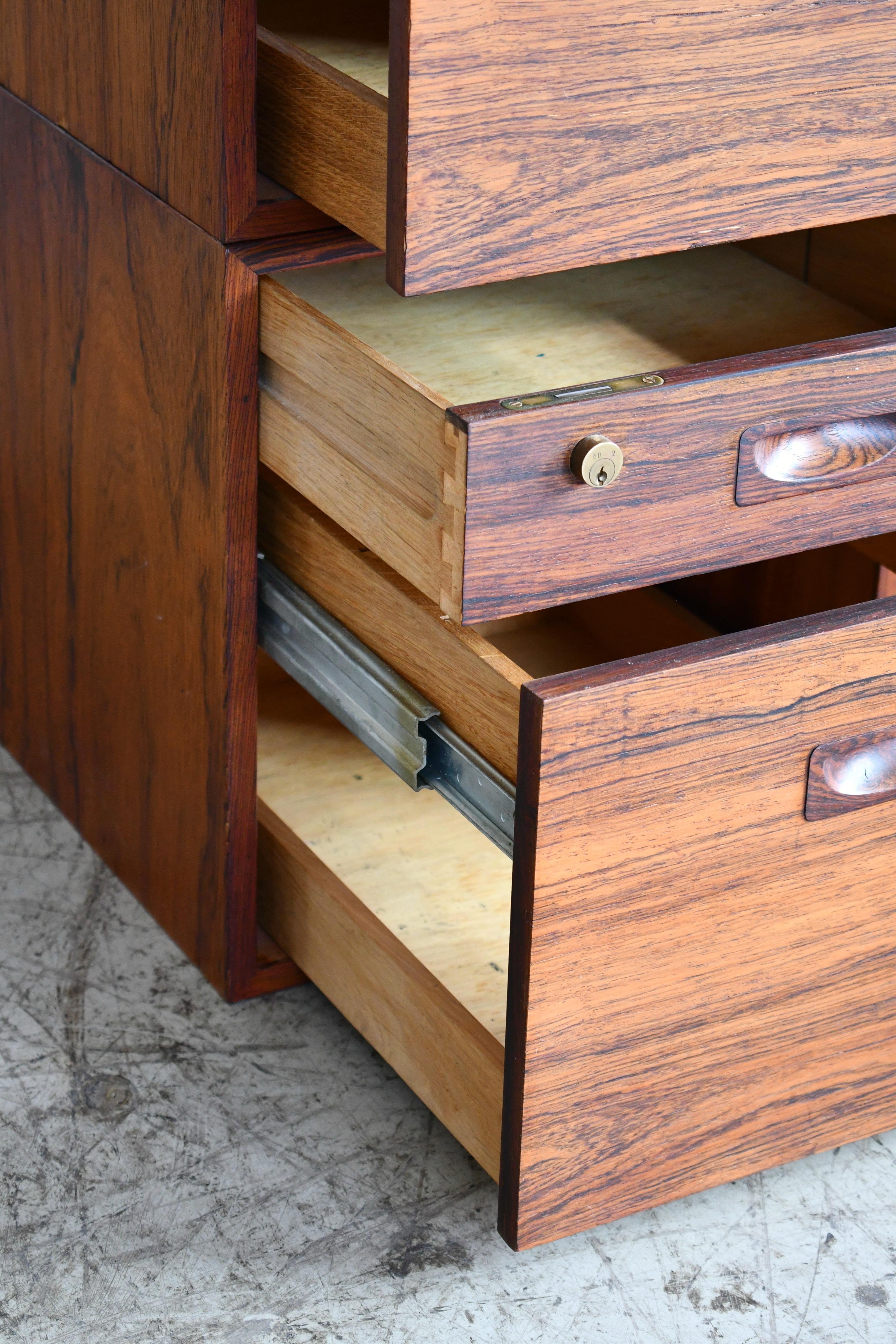 Palisander Pair of Danish Midcentury File Cabinets in Rosewood by Arne Vodder