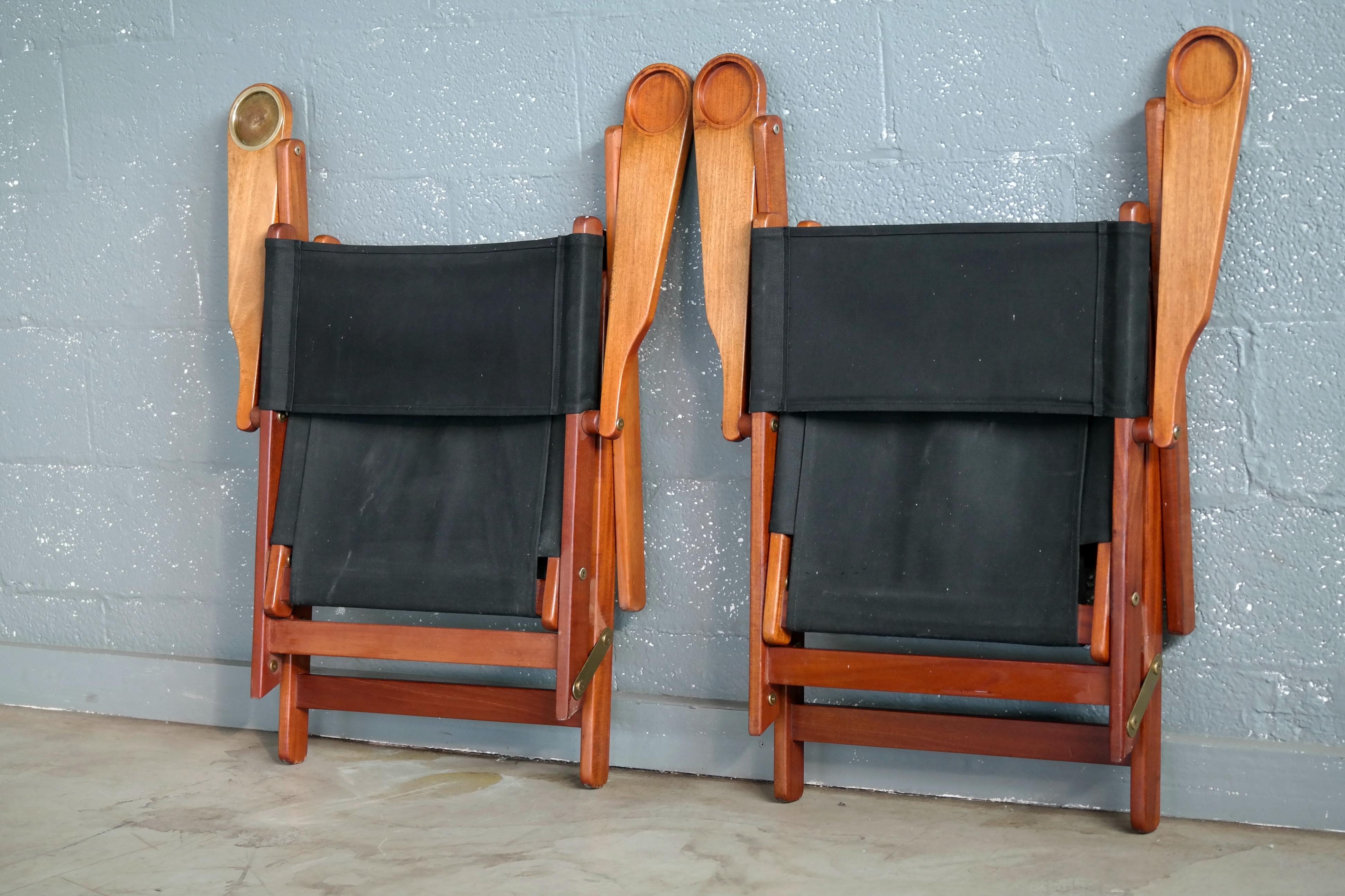 Pair of Danish Midcentury Folding Deck Chairs in Solid Teak For Sale 1