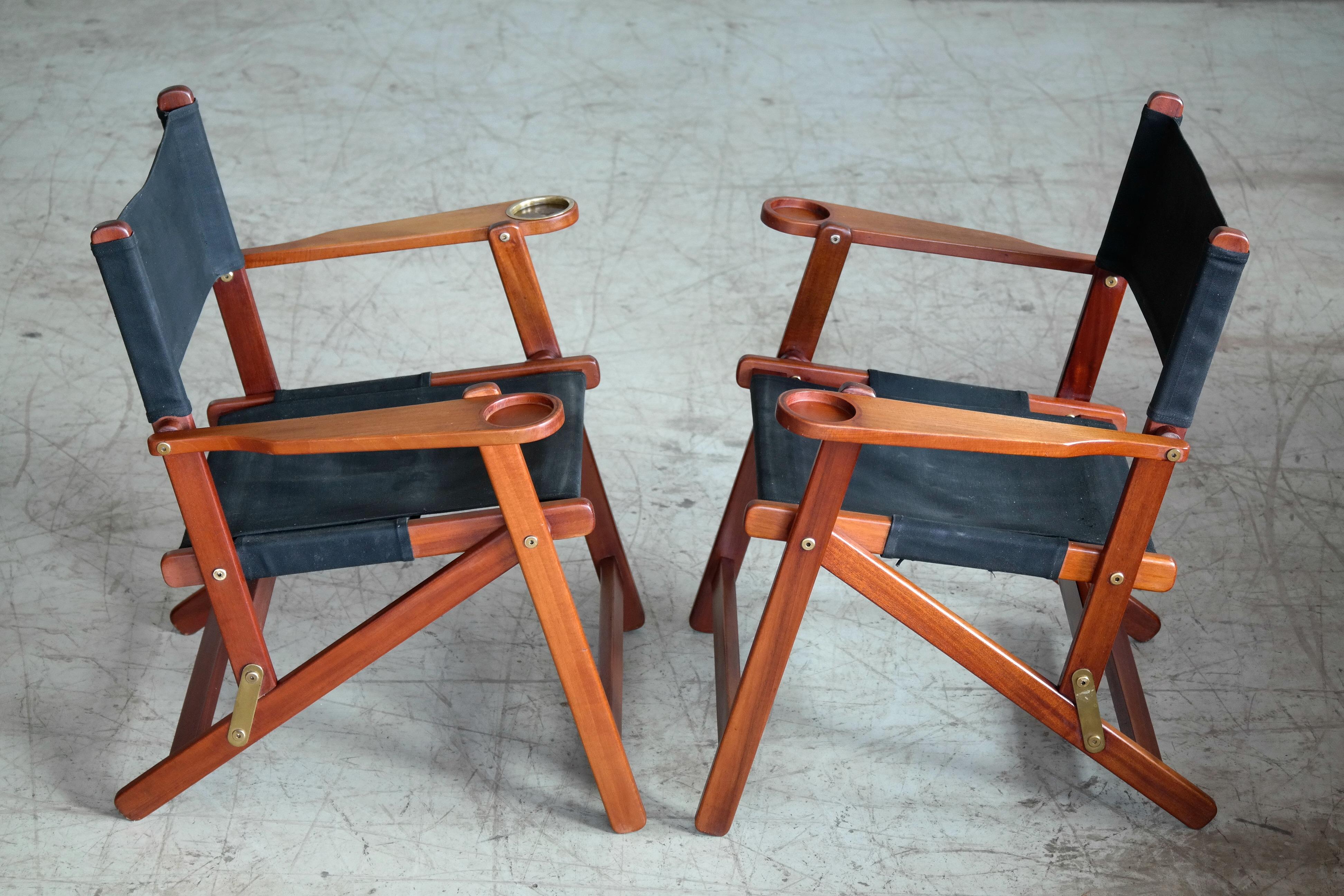 Pair of Danish Midcentury Folding Deck Chairs in Solid Teak In Good Condition In Bridgeport, CT