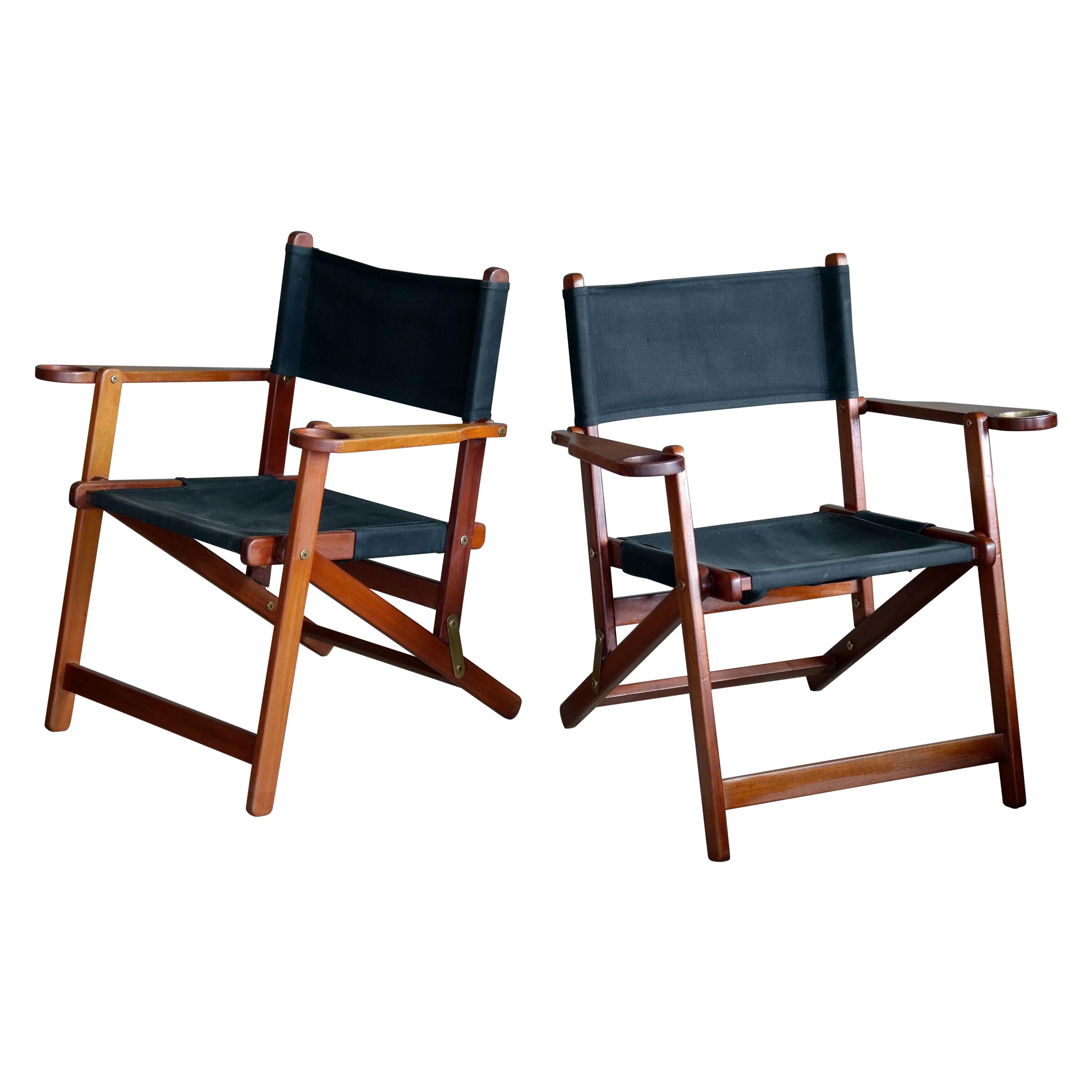 Pair of Danish Midcentury Folding Deck Chairs in Solid Teak