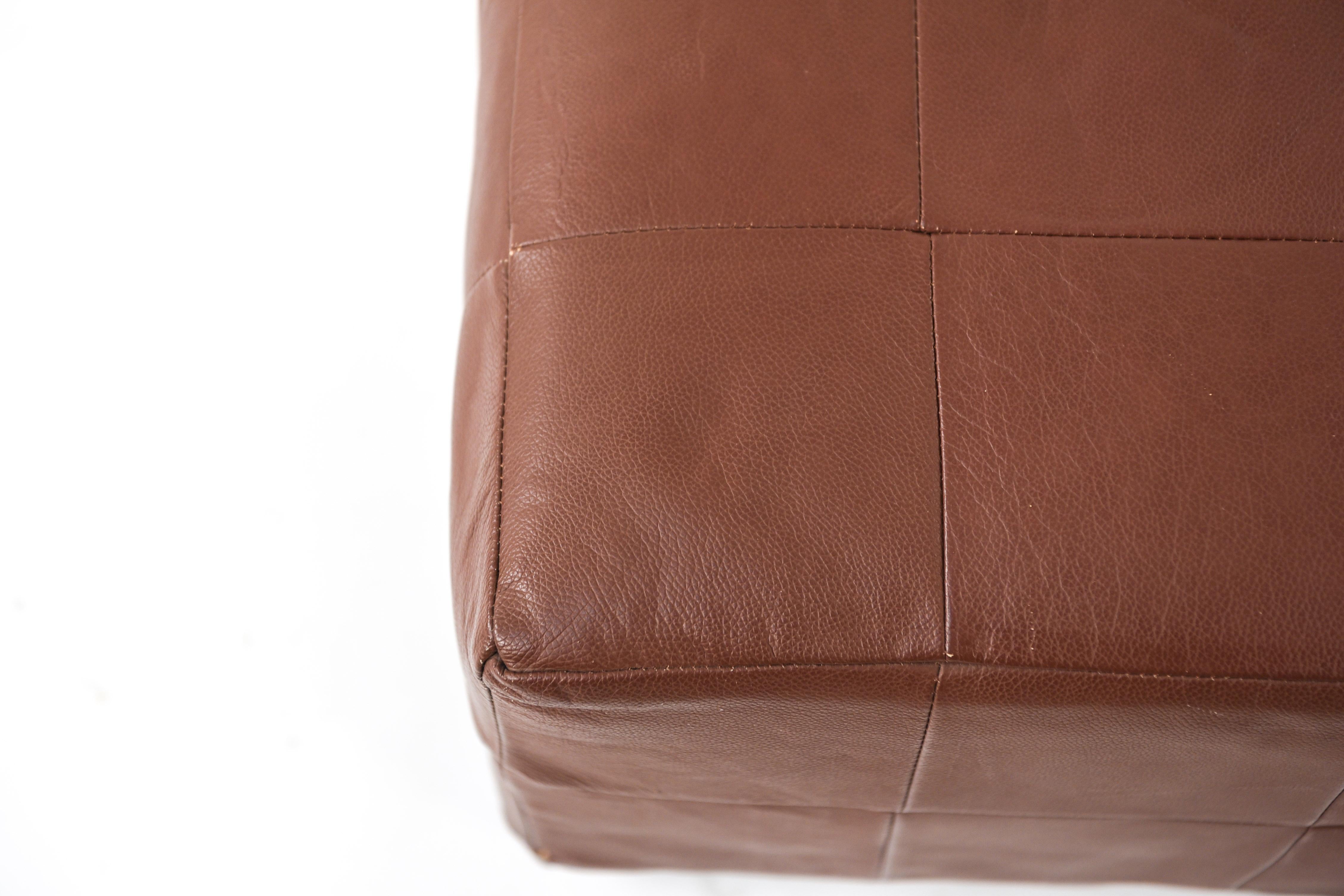 Mid-Century Modern Pair of Danish Midcentury Leather Cube Ottomans