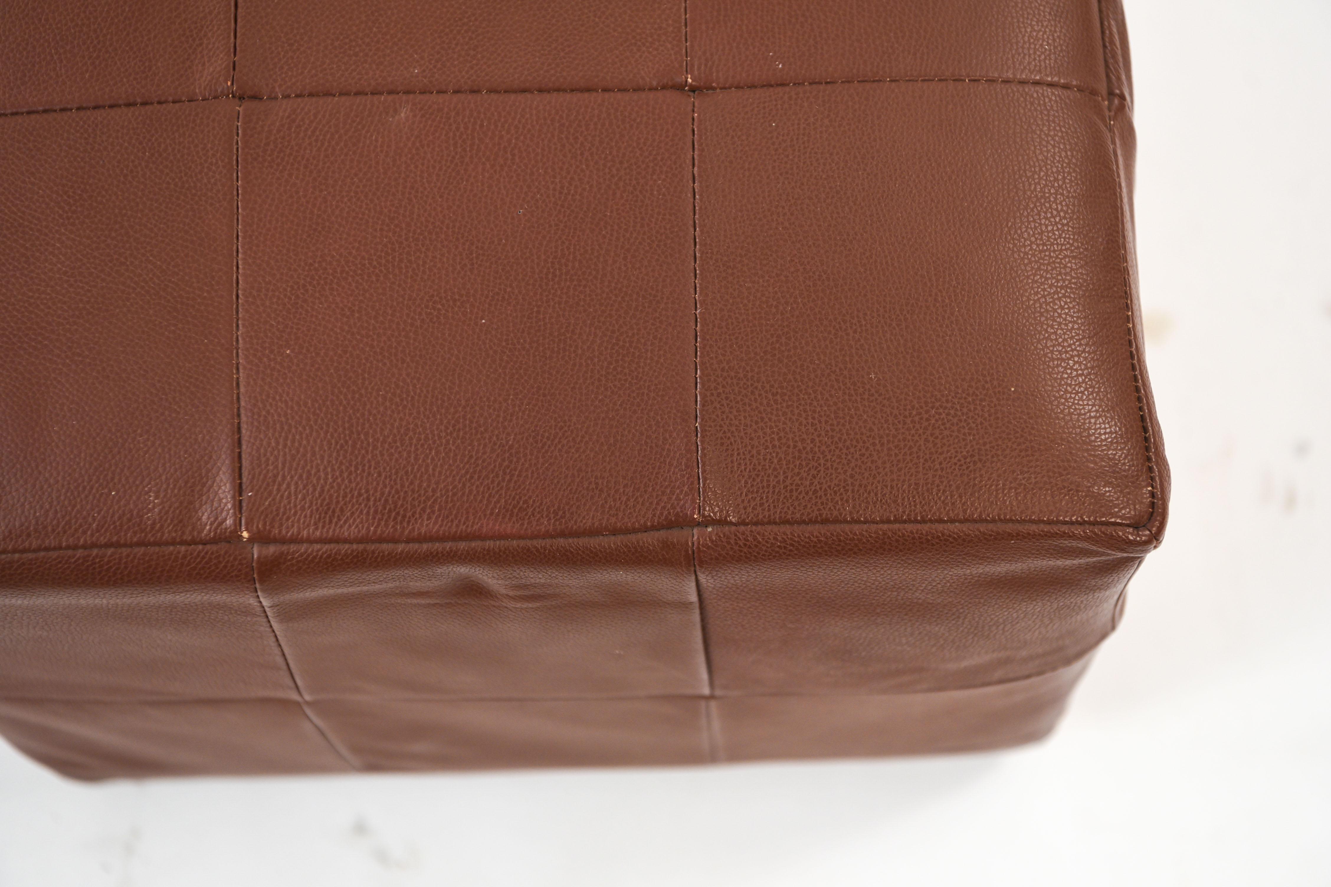 20th Century Pair of Danish Midcentury Leather Cube Ottomans