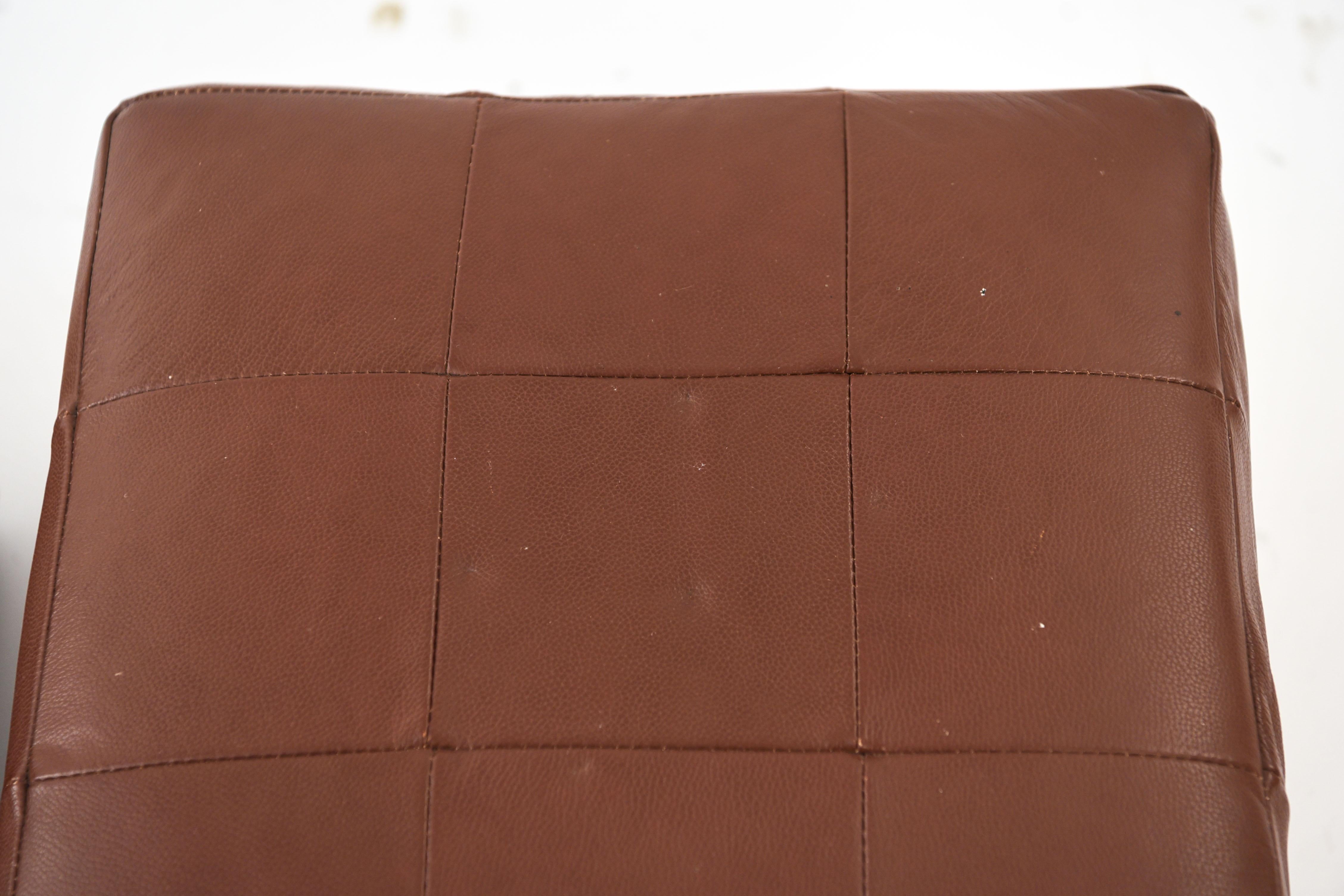 Pair of Danish Midcentury Leather Cube Ottomans 1